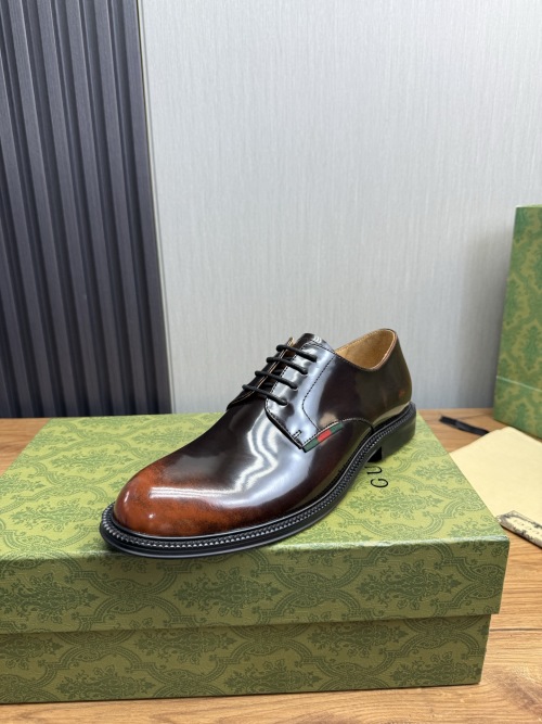 Gucci Men's Brown Leather Business Casual Dress Shoes