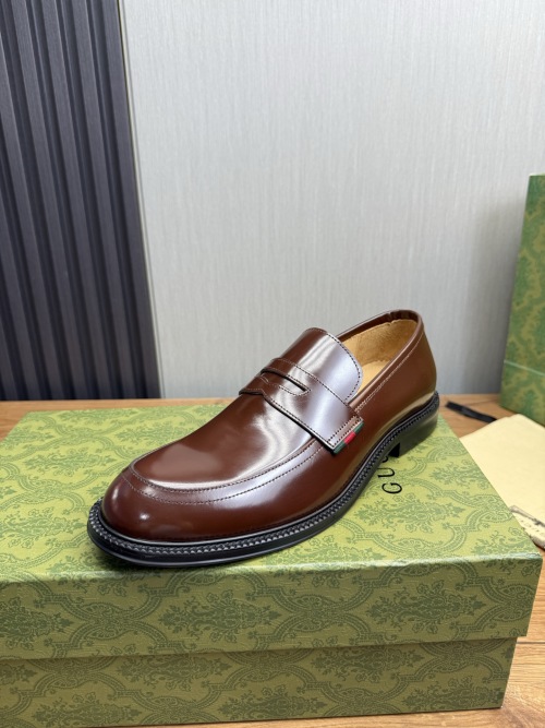GUCCI Men's Brown Leather Business Casual Loafers Dress Shoes 1 GUCCI Men's Brown Leather Business Casual Loafers Dress Shoes