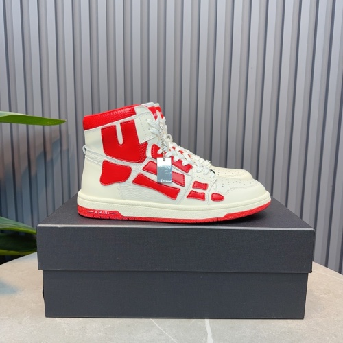 Amiri Skel Top High Sneakers Red & White - Imported Fabric, Couple Style 1 Amiri Skel Top High Sneakers Red & White - Imported Fabric, Couple Style