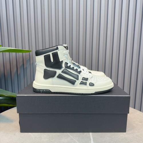 Amiri Skel Top High-Top Sneakers in White and Black Leather 1 Amiri Skel Top High-Top Sneakers in White and Black Leather