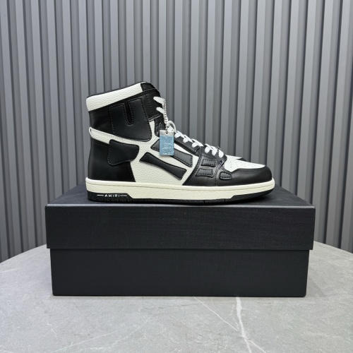 Amiri Skel Top High Sneakers - Black & White Leather Designer Shoes 1 Amiri Skel Top High Sneakers - Black & White Leather Designer Shoes