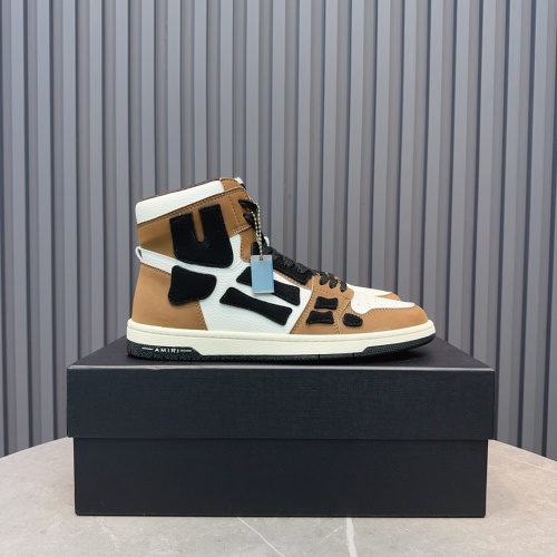 Amiri High-Top Sneakers in Brown and White Leather, Stylish Designer Footwear 1 Amiri High-Top Sneakers in Brown and White Leather, Stylish Designer Footwear