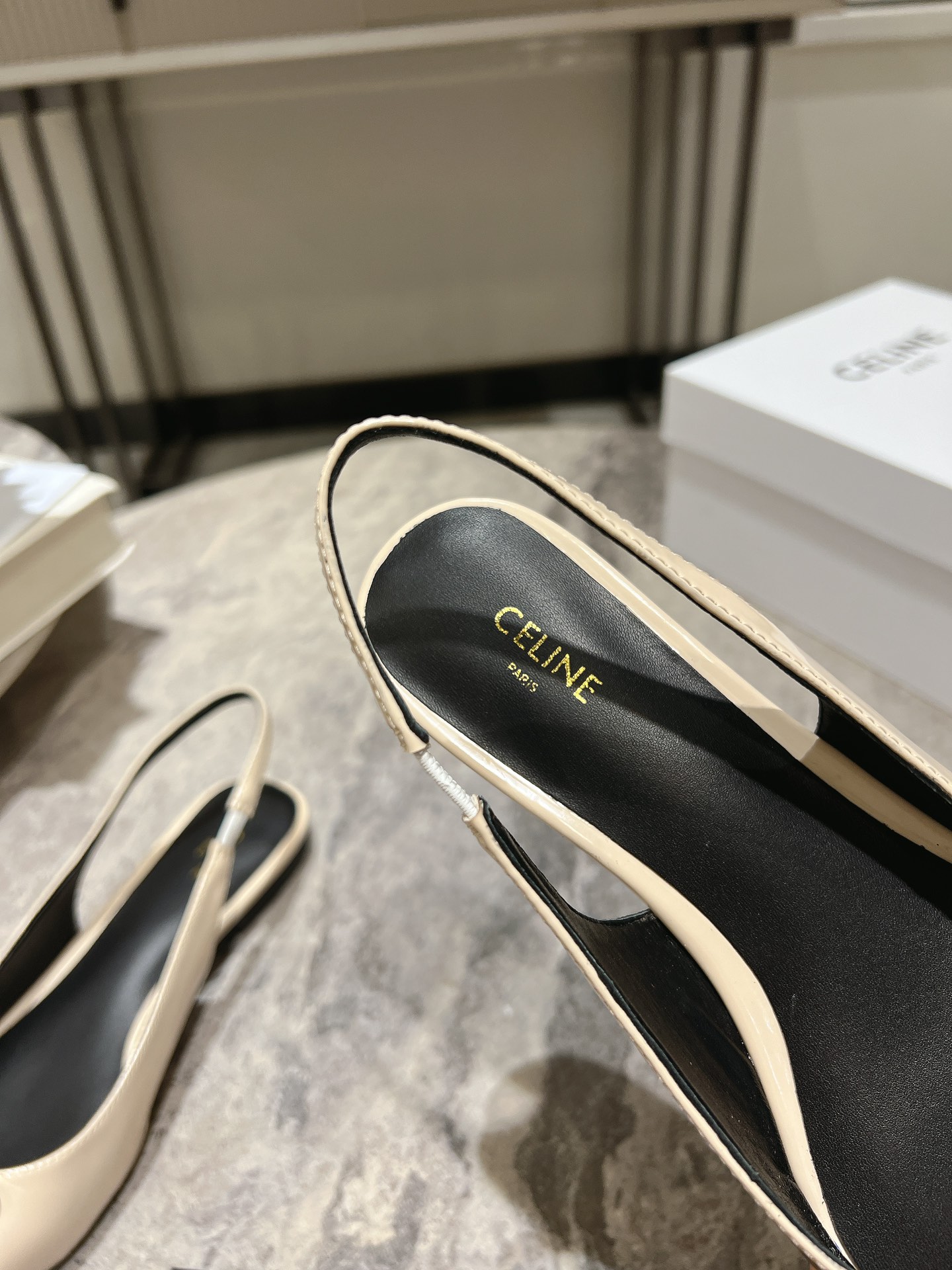 Celine Early Spring Silver Triomphe Pointed-Toe Slingback Kitten Heel 8 i1716652753 42 4