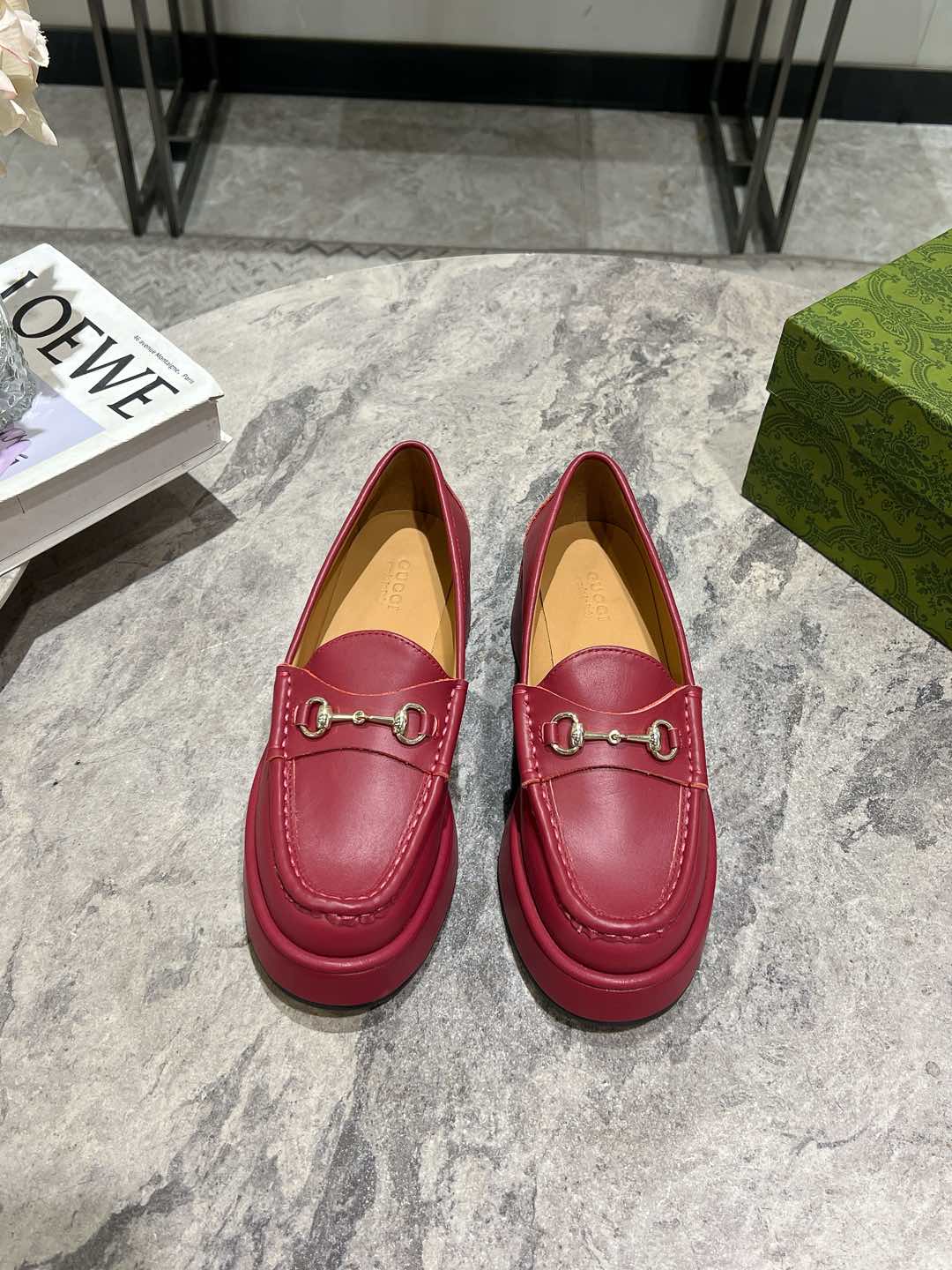 Gucci Shoes Loafers Moccasin Cowhide Rubber Fashion