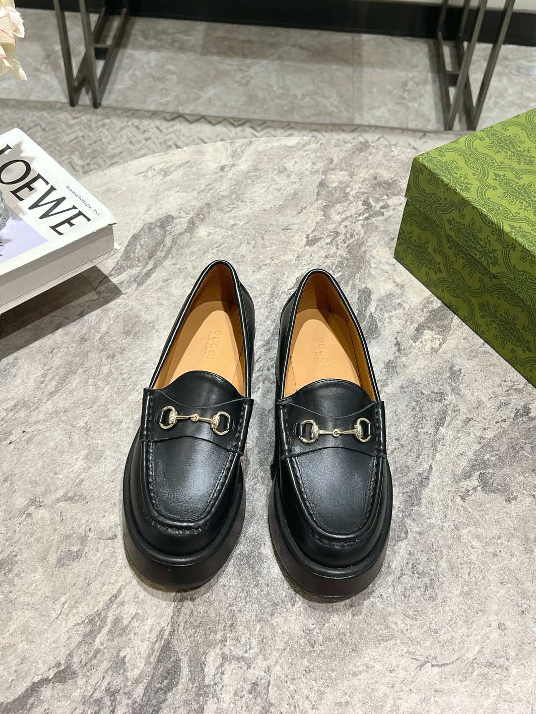 Gucci Shoes Loafers Moccasin Cowhide Rubber Fashion