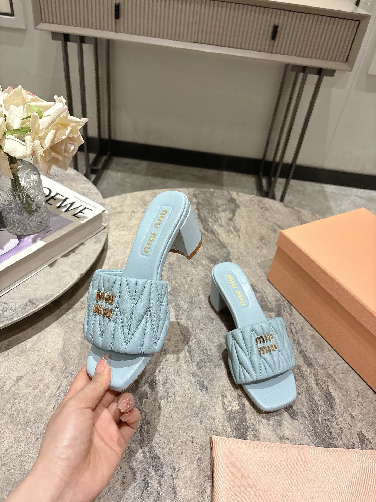 Miu Miu Crinkled Leather Heeled Sandals - Elegant and Comfortable 5 i1741908980473 6460 0 3