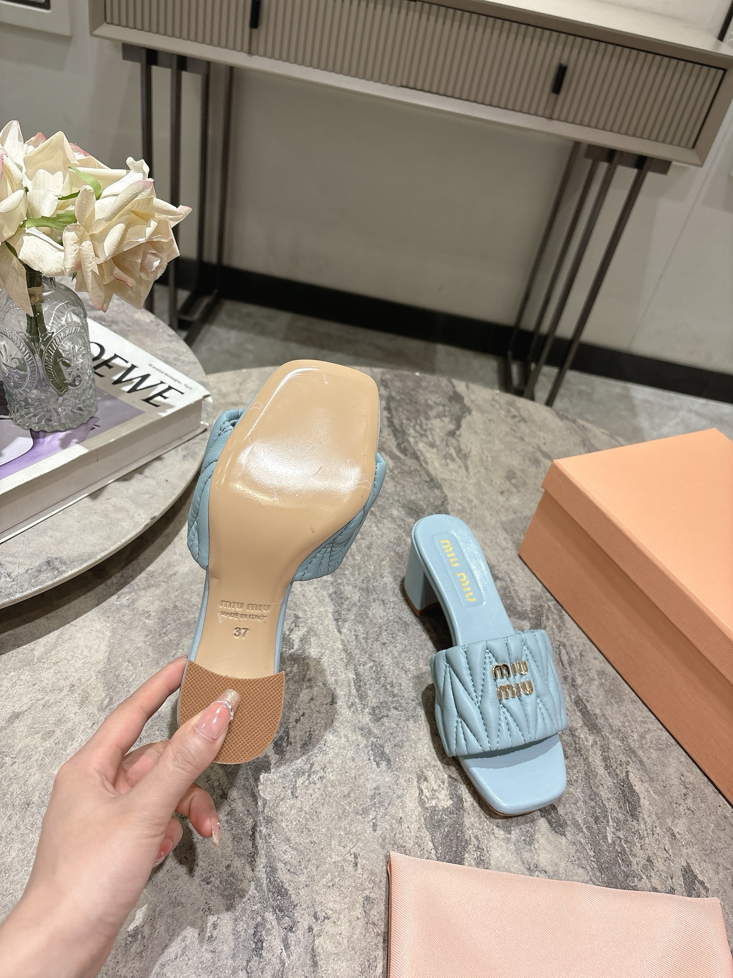 Miu Miu Crinkled Leather Heeled Sandals - Elegant and Comfortable 6 i1741908980522 5206 0 4