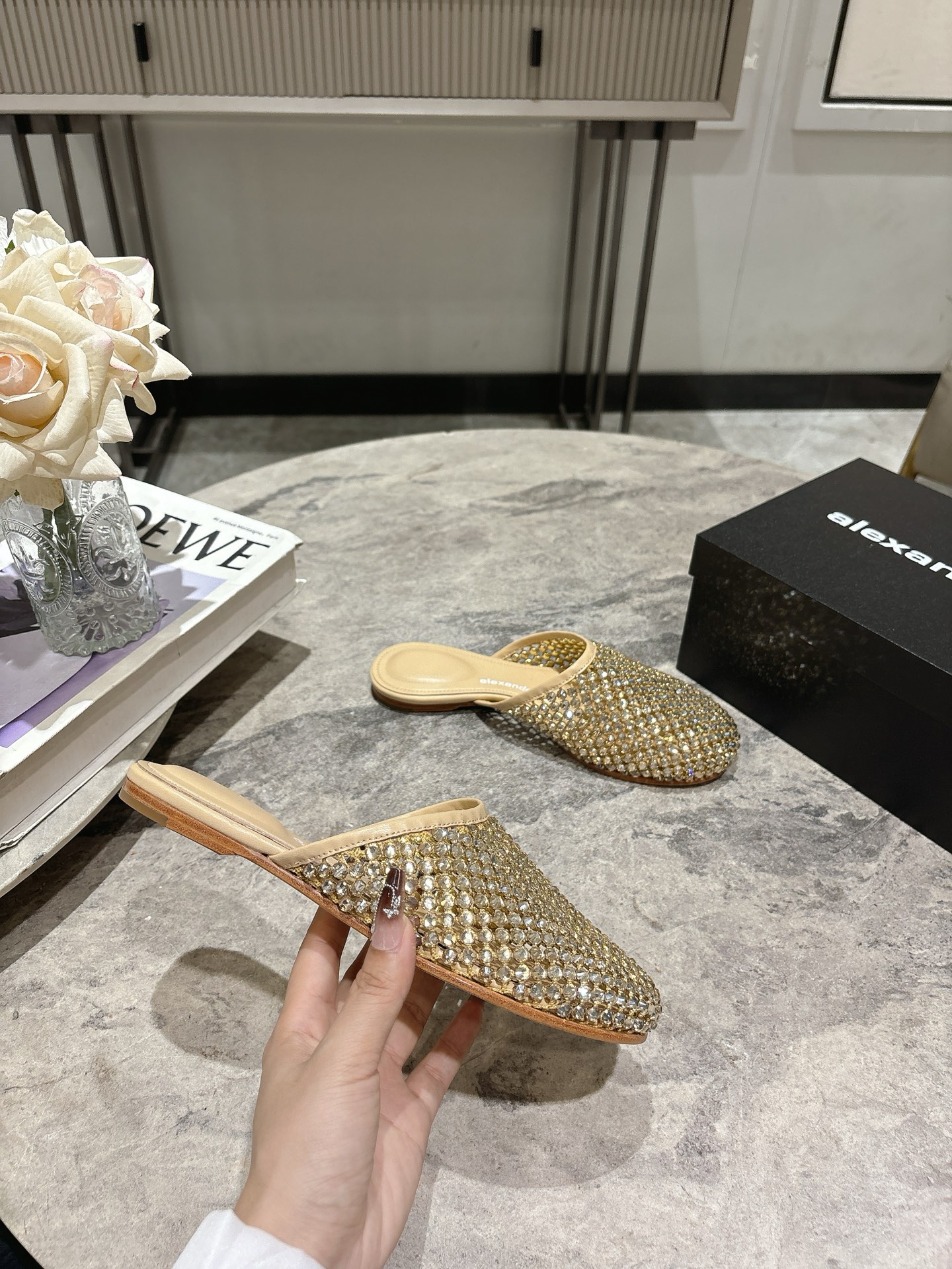 Alexander Wang Women's Crystal Embellished Pointed Toe Mules Slides Sandals 6 i1742730092032 4377 0 4