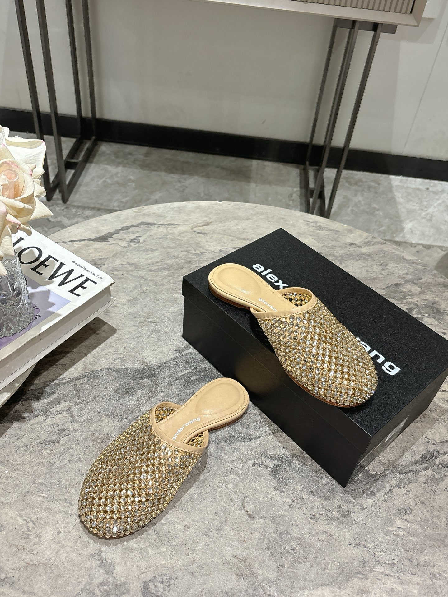 Alexander Wang Women's Crystal Embellished Pointed Toe Mules Slides Sandals 7 i1742730093333 8309 0 5
