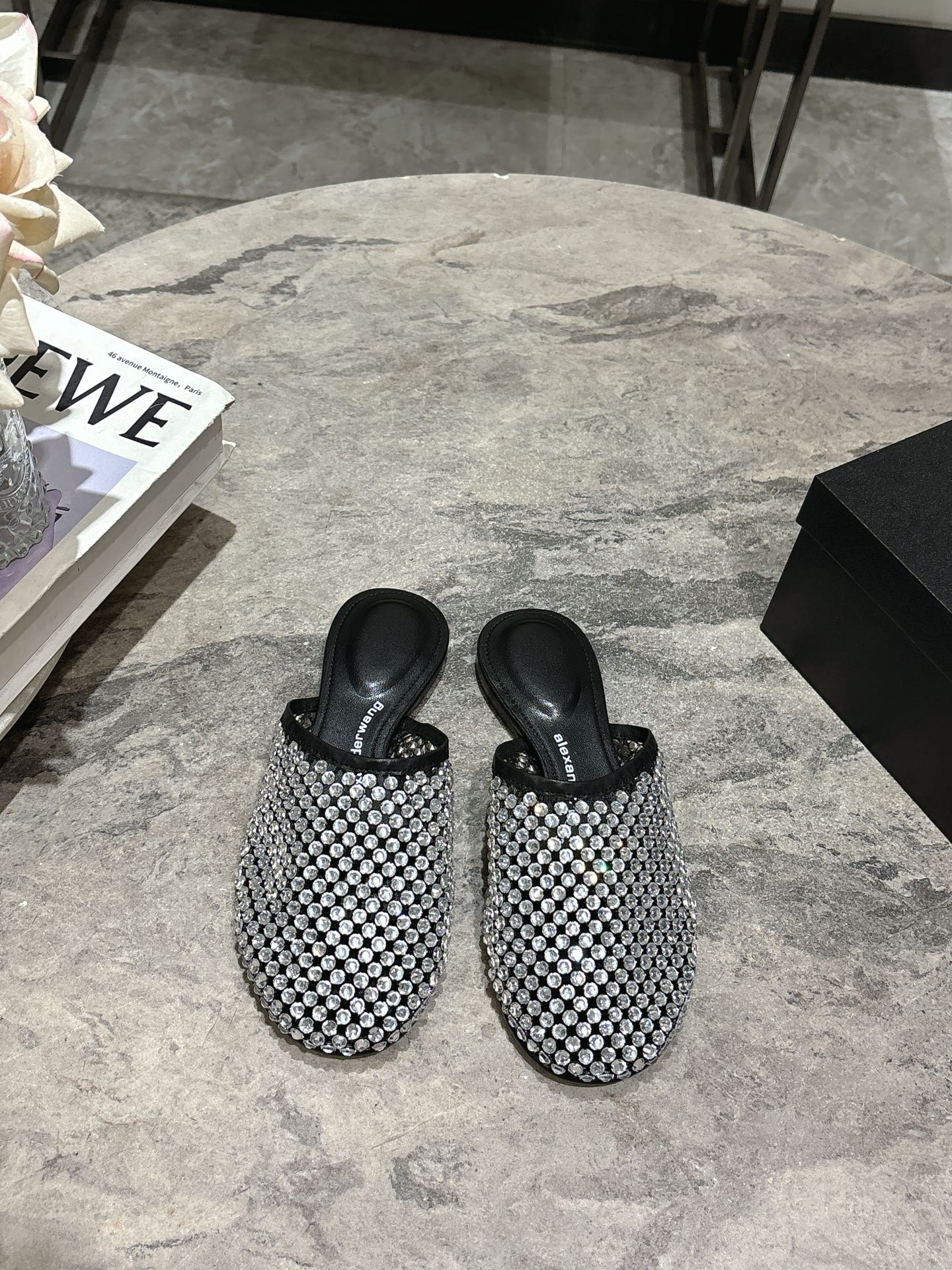 Alexander Wang Women's Crystal Embellished Mesh Pointed Mules Slides 2 i1742730103880 9346 0 0