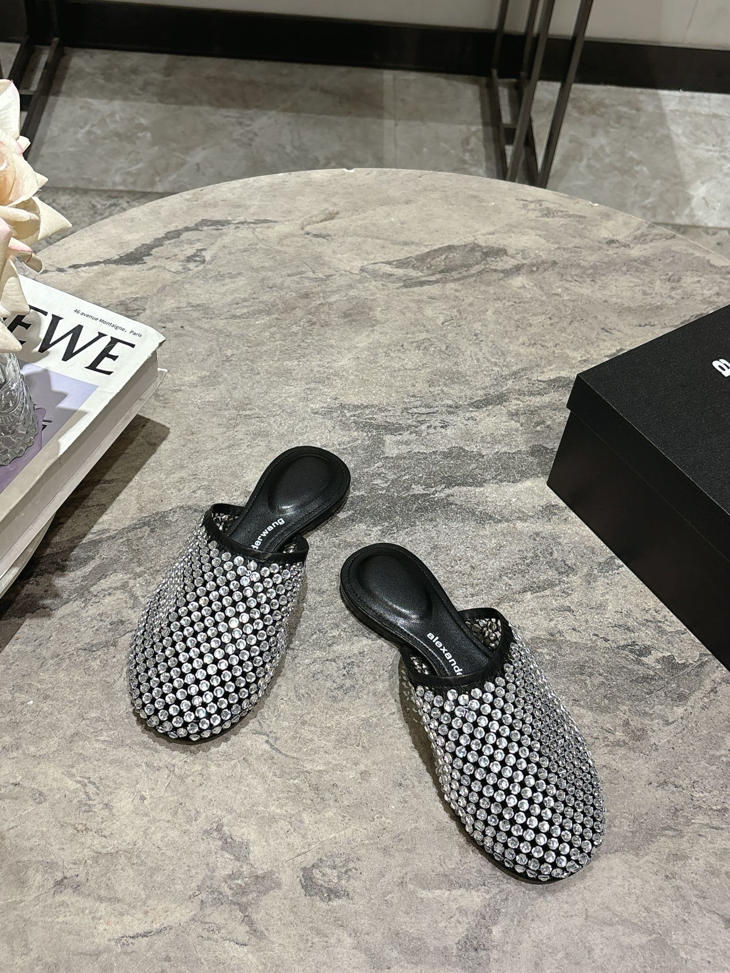 Alexander Wang Women's Crystal Embellished Mesh Pointed Mules Slides 3 i1742730103900 3514 0 1