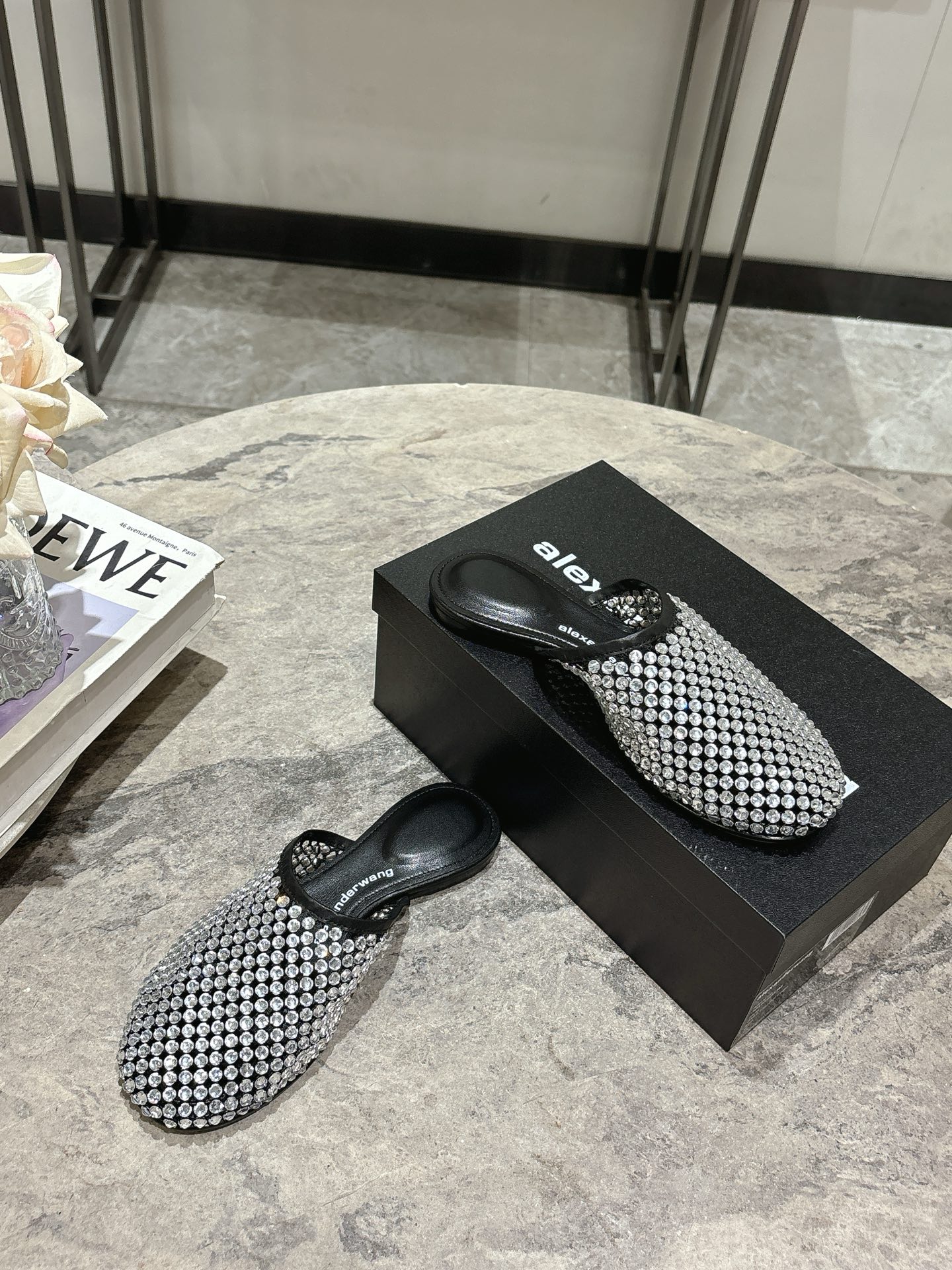 Alexander Wang Women's Crystal Embellished Mesh Pointed Mules Slides 10 i1742730104605 7851 0 8