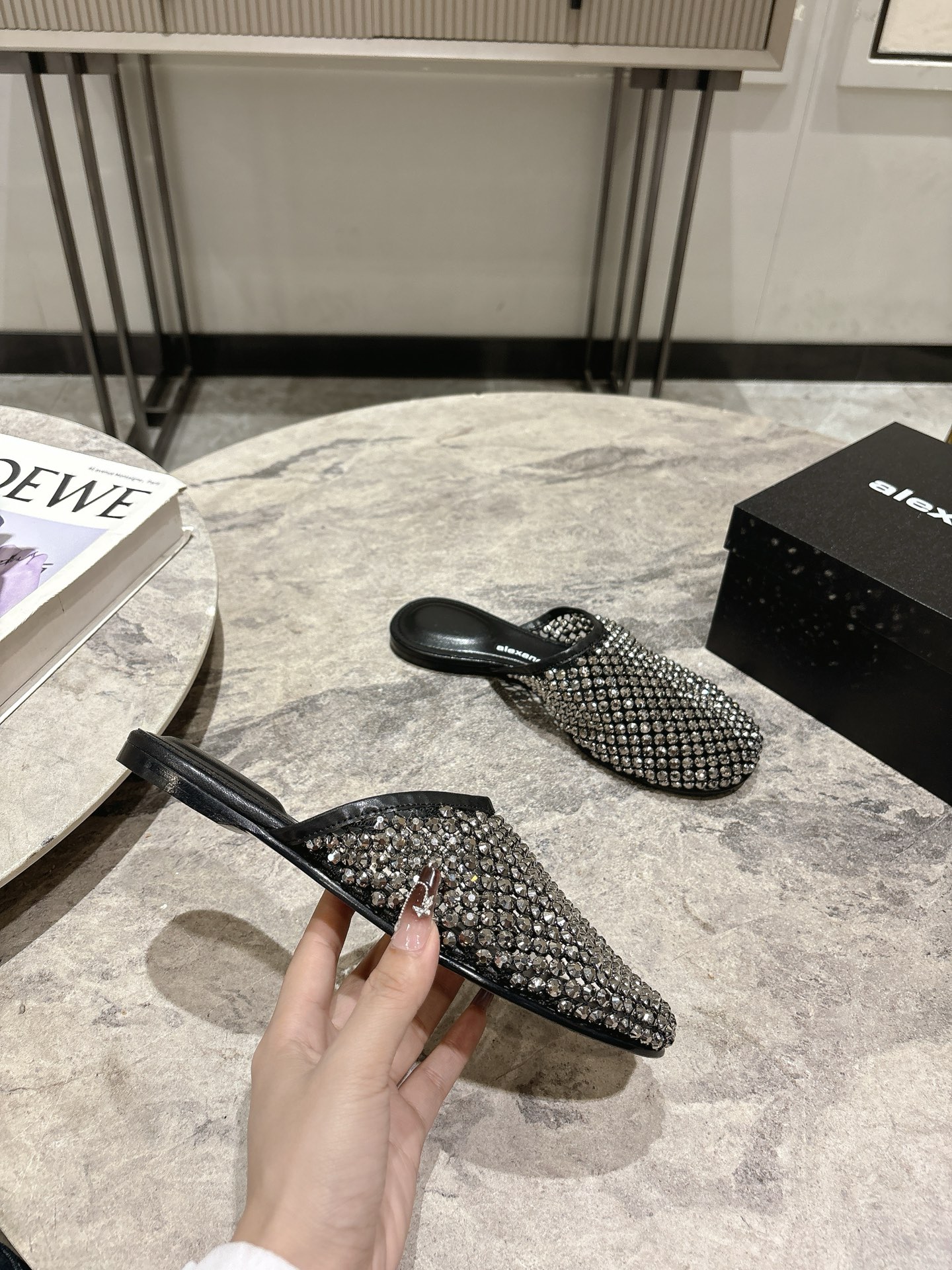 Alexander Wang Women's Crystal Embellished Mesh Pointed Toe Mules Slides 5 i1742730115256 5830 0 3