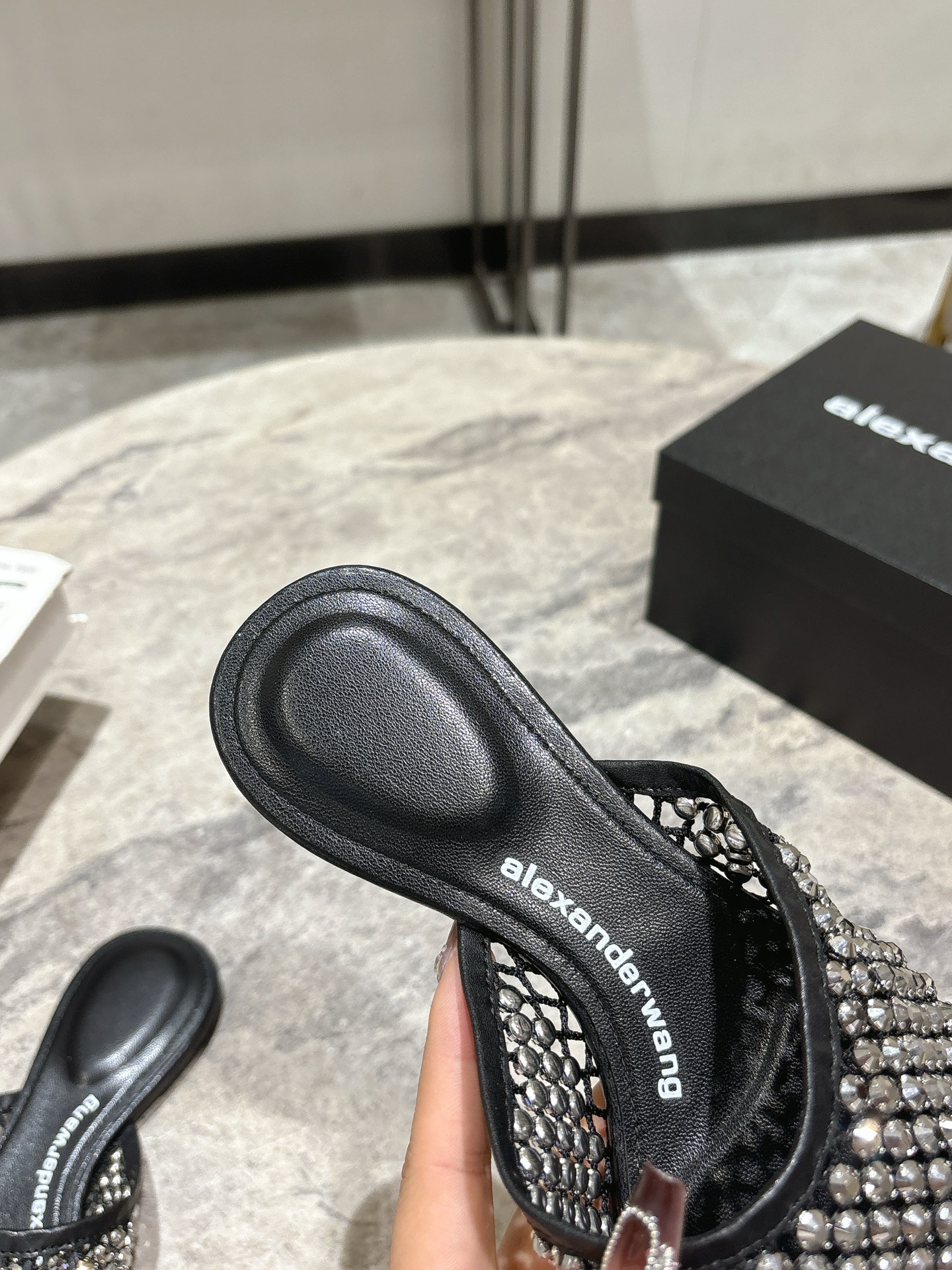 Alexander Wang Women's Crystal Embellished Mesh Pointed Toe Mules Slides 9 i1742730115852 1392 0 7
