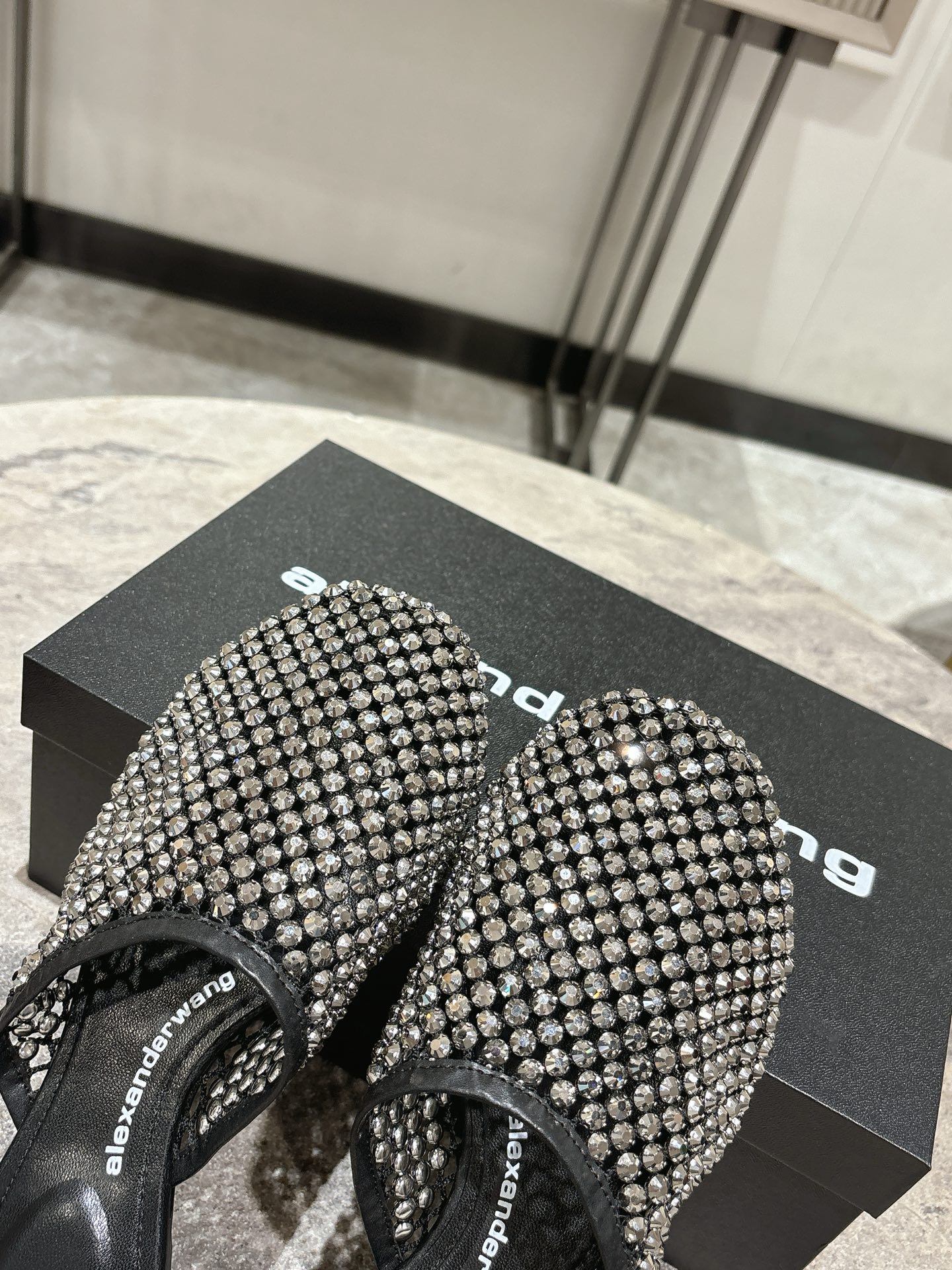 Alexander Wang Women's Crystal Embellished Mesh Pointed Toe Mules Slides 8 i1742730115879 9195 0 6