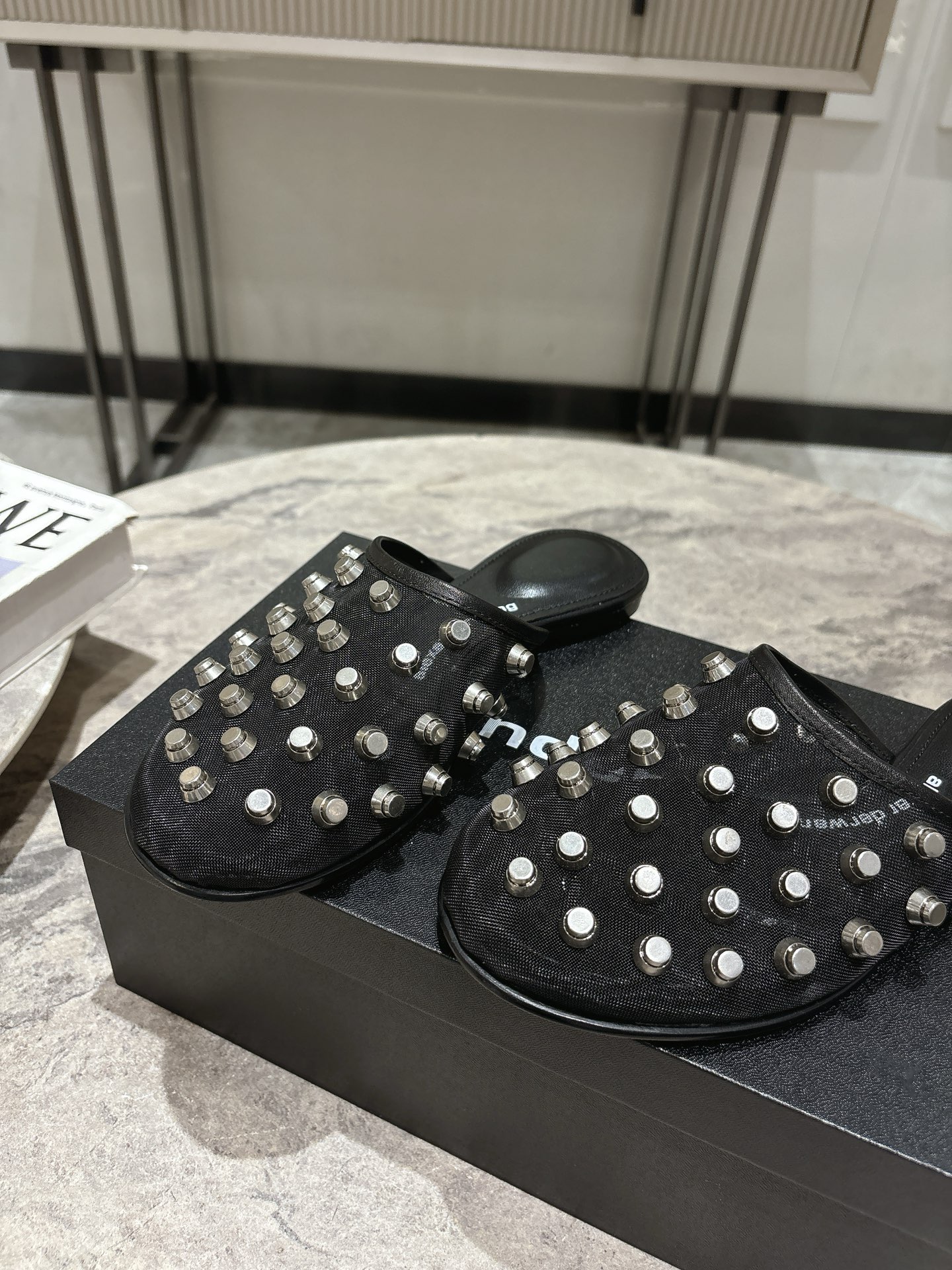 Alexander Wang Women's Black Studded Leather Mule, Pointed Open Toe Shoes 8 i1742730169693 4245 0 6