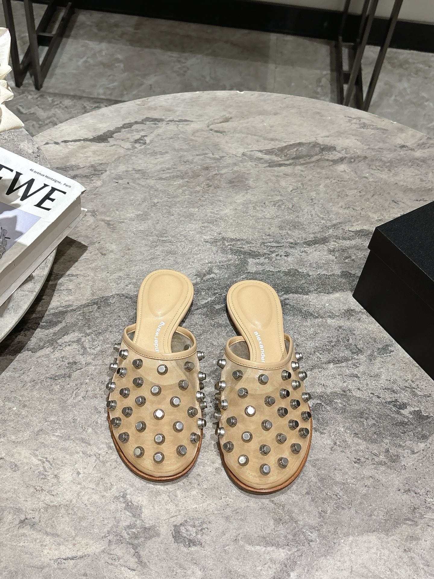 Alexander Wang Women's Studded Mesh Pointed Toe Mules Slides Sandals 2 i1742730177953 643 0 0