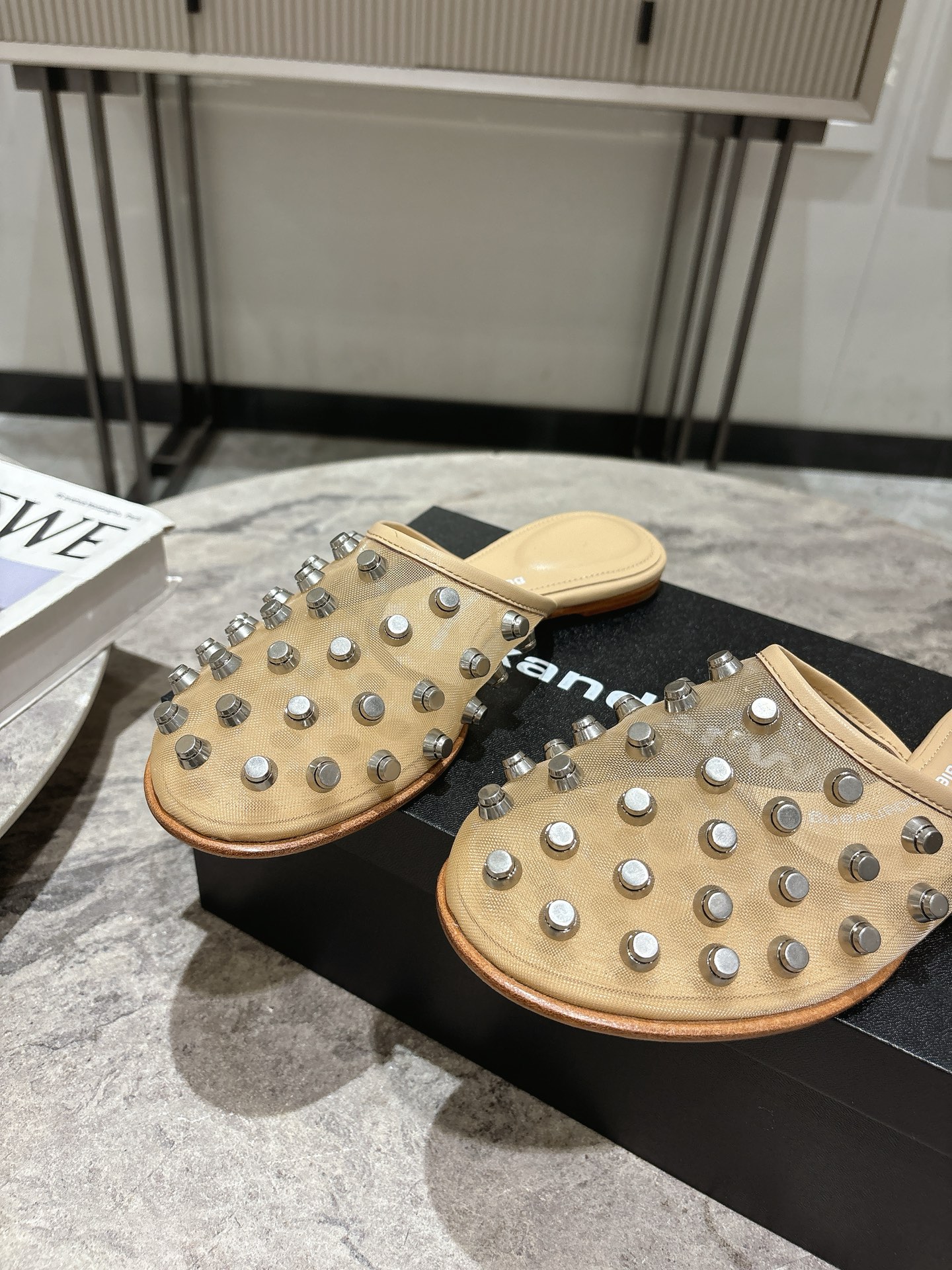 Alexander Wang Women's Studded Mesh Pointed Toe Mules Slides Sandals 8 i1742730179051 6478 0 6