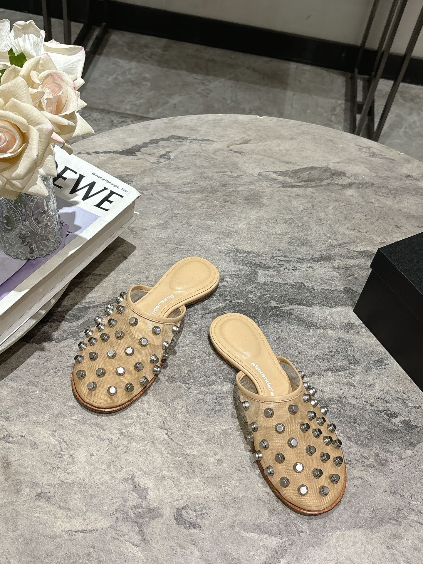 Alexander Wang Women's Studded Mesh Pointed Toe Mules Slides Sandals 3 i1742730179075 8074 0 1