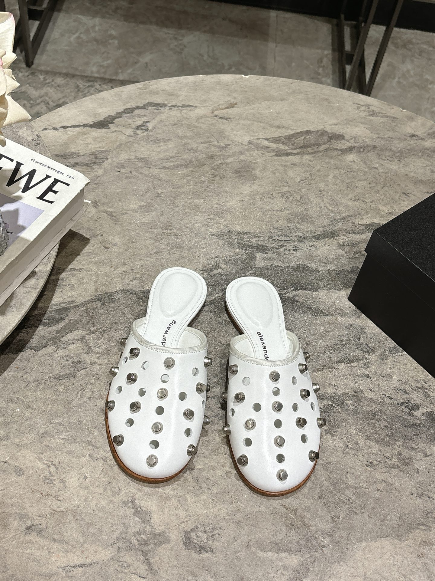Alexander Wang Studded Leather Mules - Pointed Toe, Flat, and Comfortable 3 i1742730186819 904 0 0
