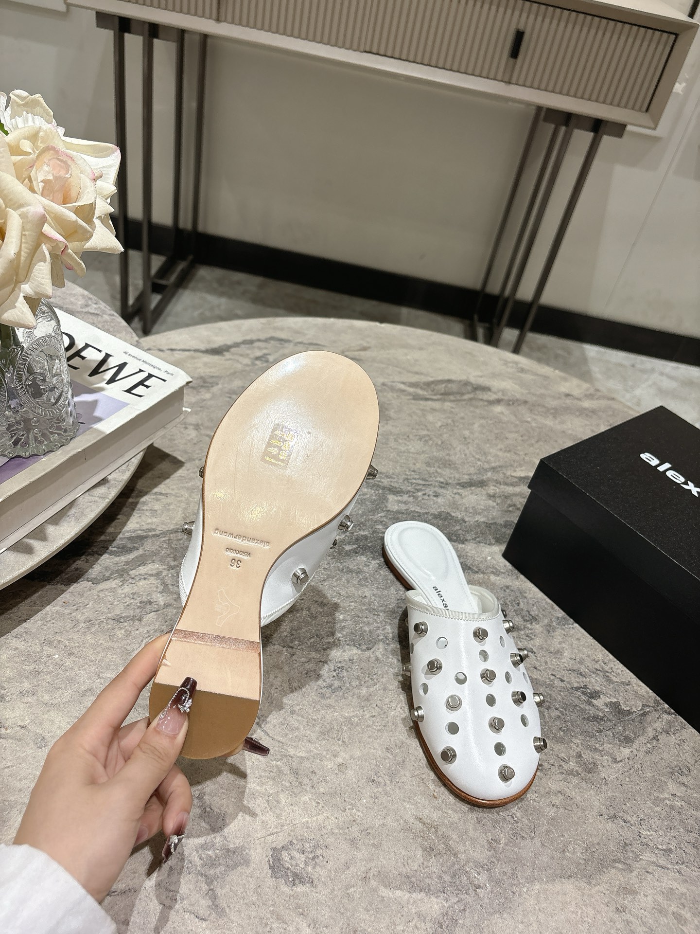 Alexander Wang Studded Leather Mules - Pointed Toe, Flat, and Comfortable 10 i1742730186826 6319 0 3