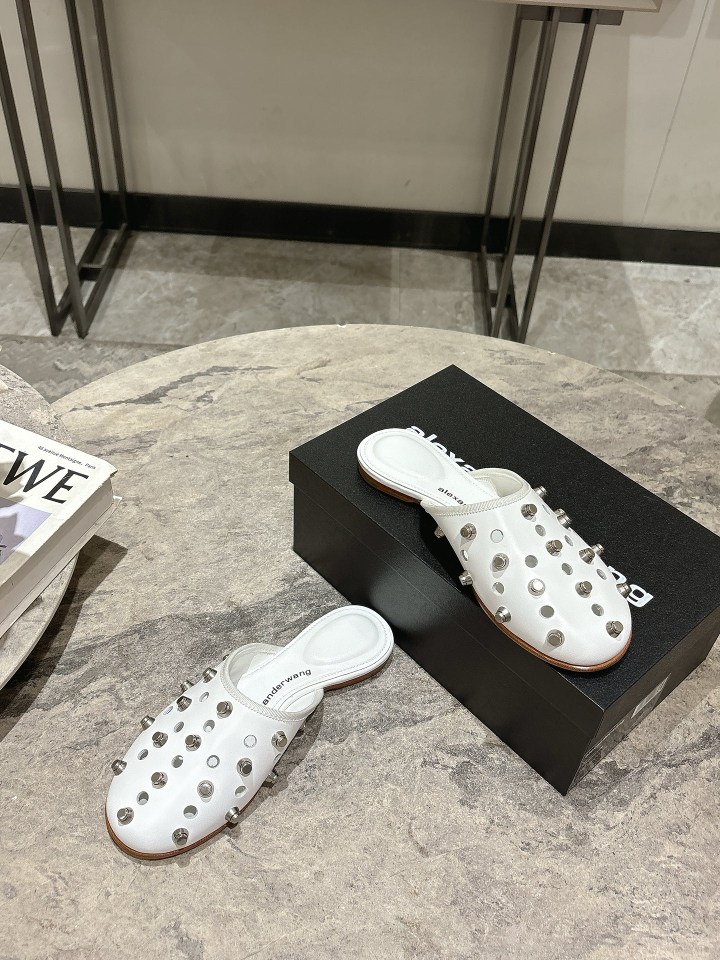 Alexander Wang Studded Leather Mules - Pointed Toe, Flat, and Comfortable 7 i1742730186857 4036 0 5