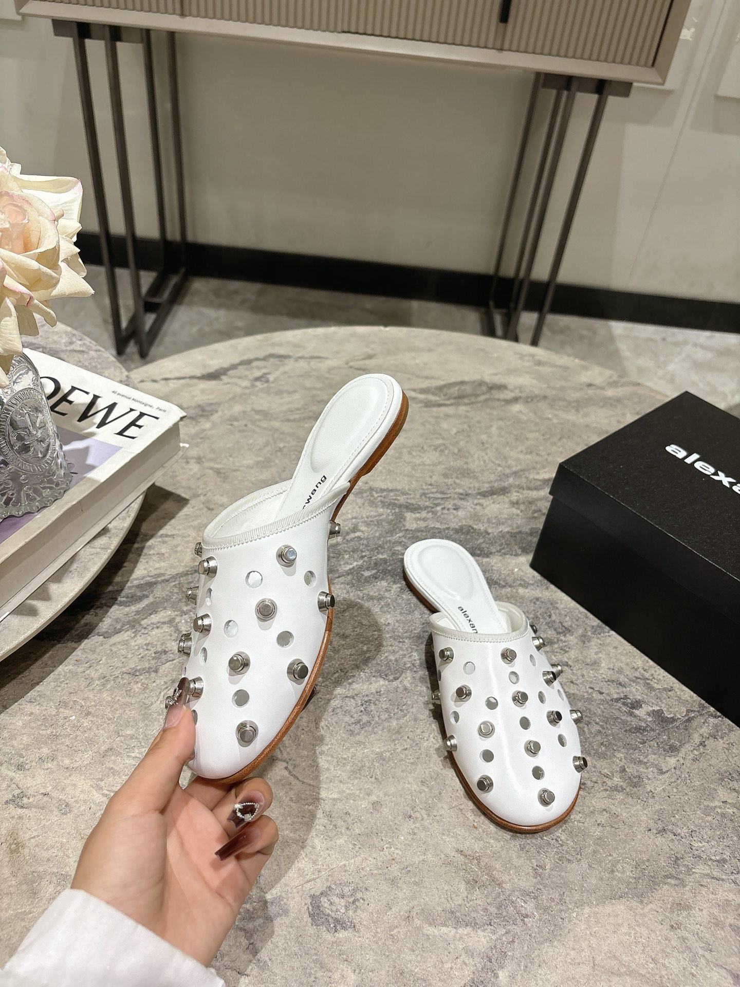 Alexander Wang Studded Leather Mules - Pointed Toe, Flat, and Comfortable 5 i1742730187369 3095 0 2