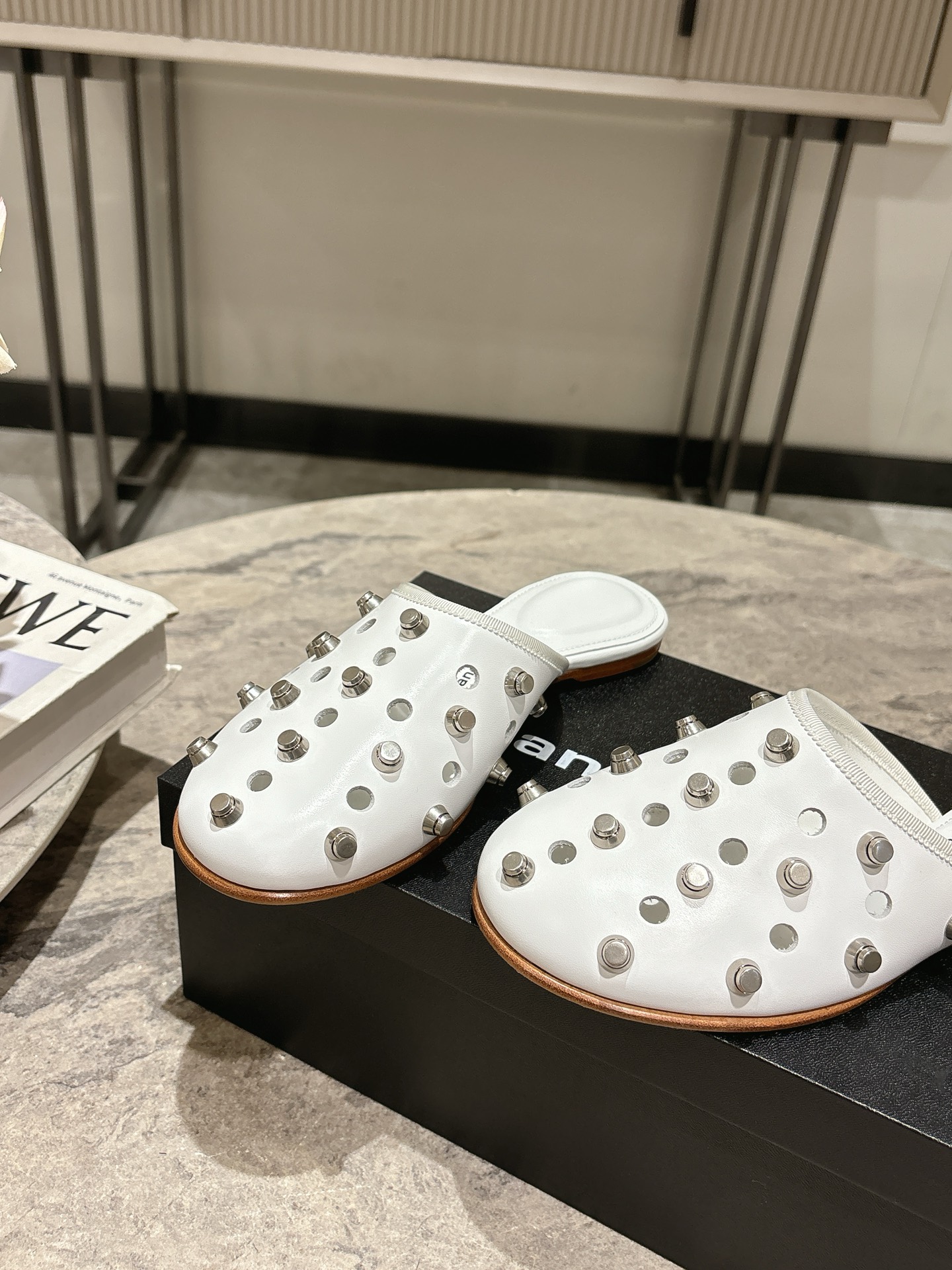 Alexander Wang Studded Leather Mules - Pointed Toe, Flat, and Comfortable 8 i1742730187394 7345 0 7