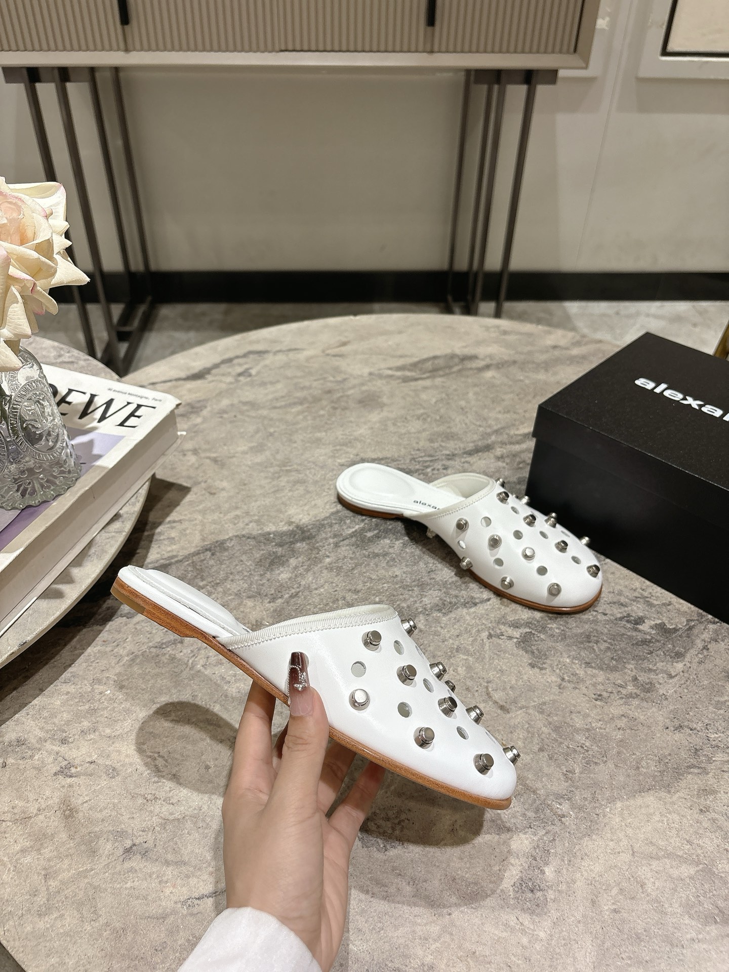Alexander Wang Studded Leather Mules - Pointed Toe, Flat, and Comfortable 6 i1742730187419 7720 0 4