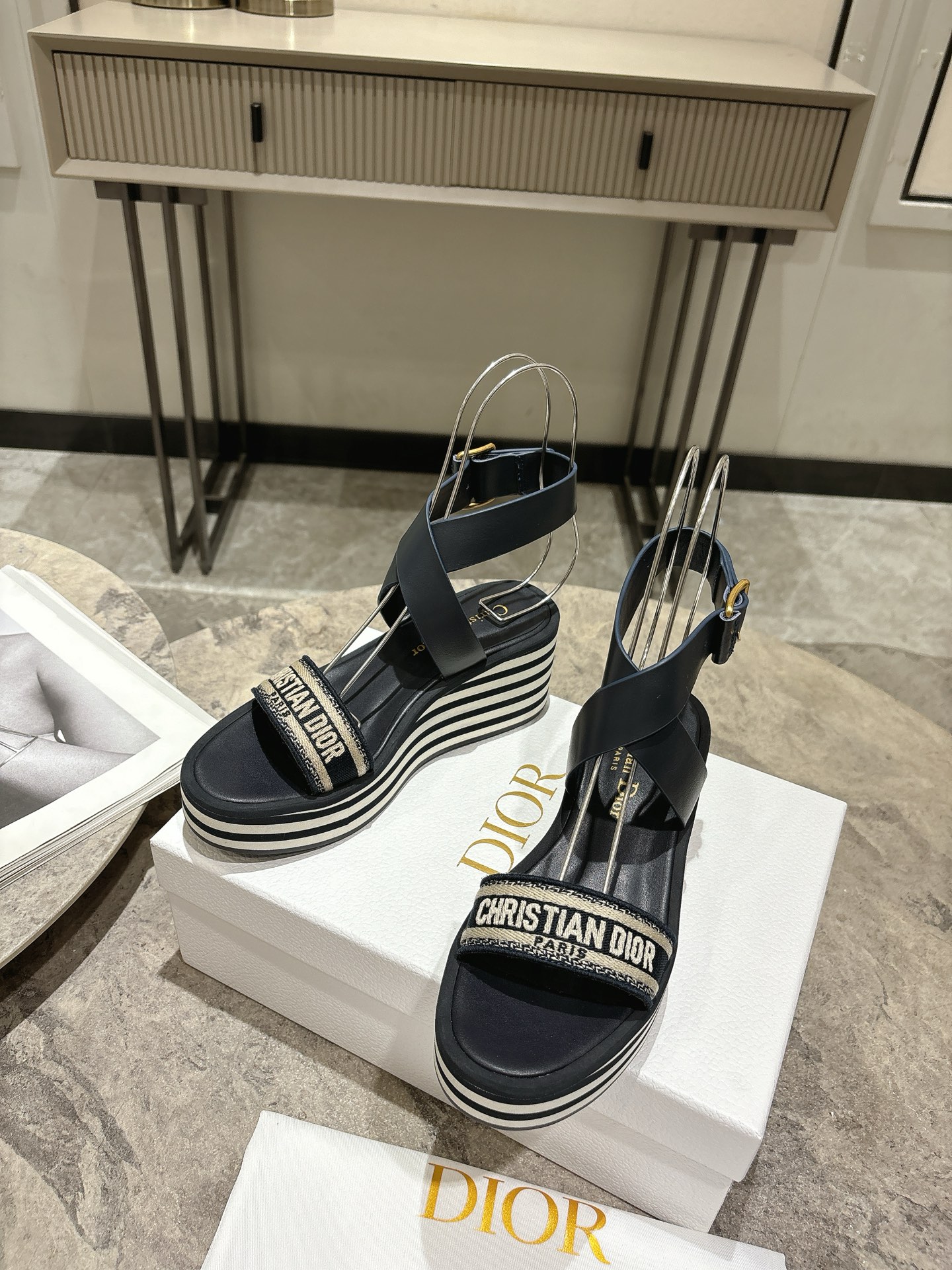 Dior Women's CD Logo Embroidered Espadrille Wedge Sandals 8 i1742835577530 4430 0 6