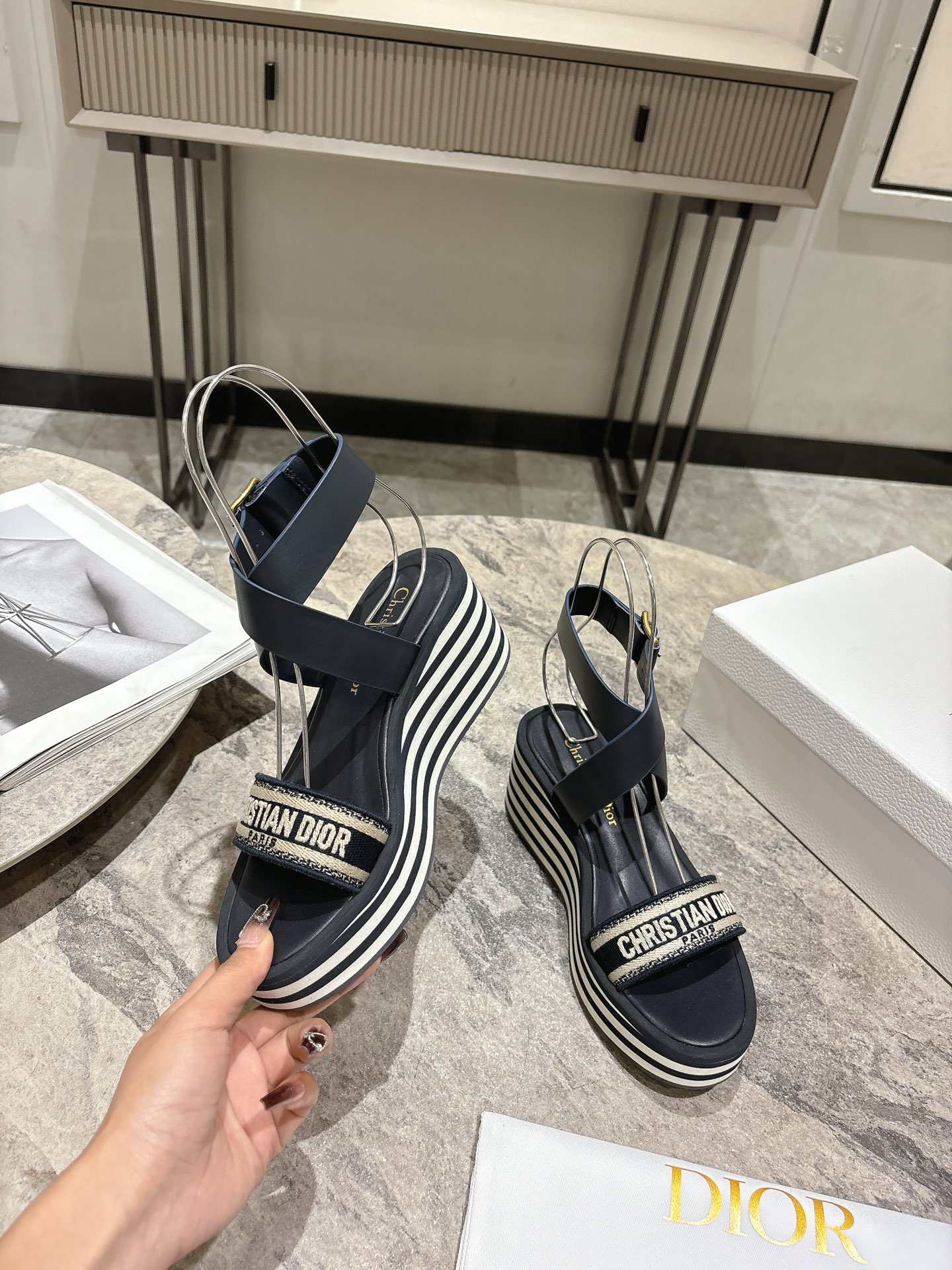 Dior Women's CD Logo Embroidered Espadrille Wedge Sandals 2 i1742835577577 9584 0 2