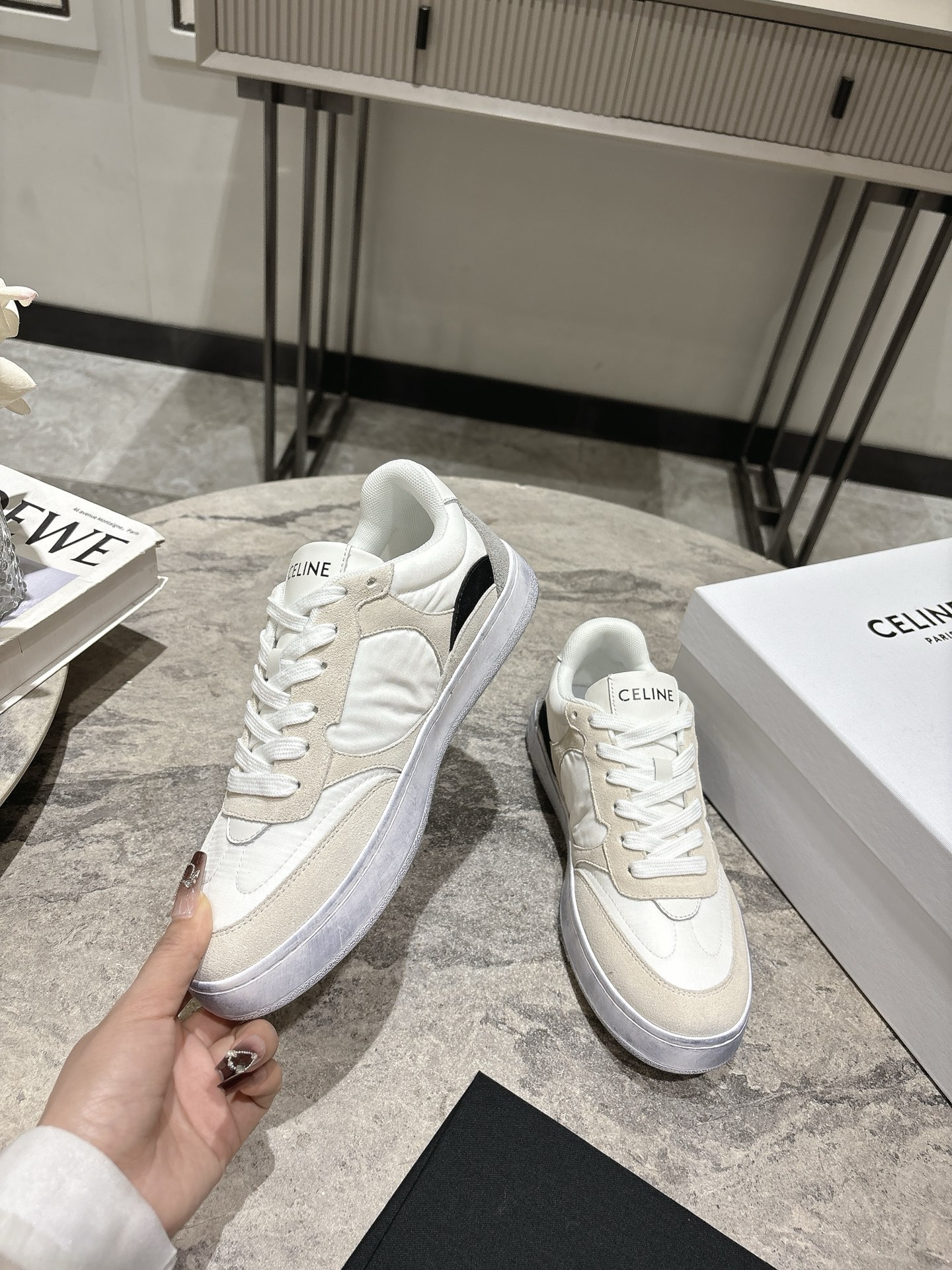 Celine Runner Sneakers, White Leather, Women's Lace-up Fashion Sneakers 6 i1743183606874 6022 0 4