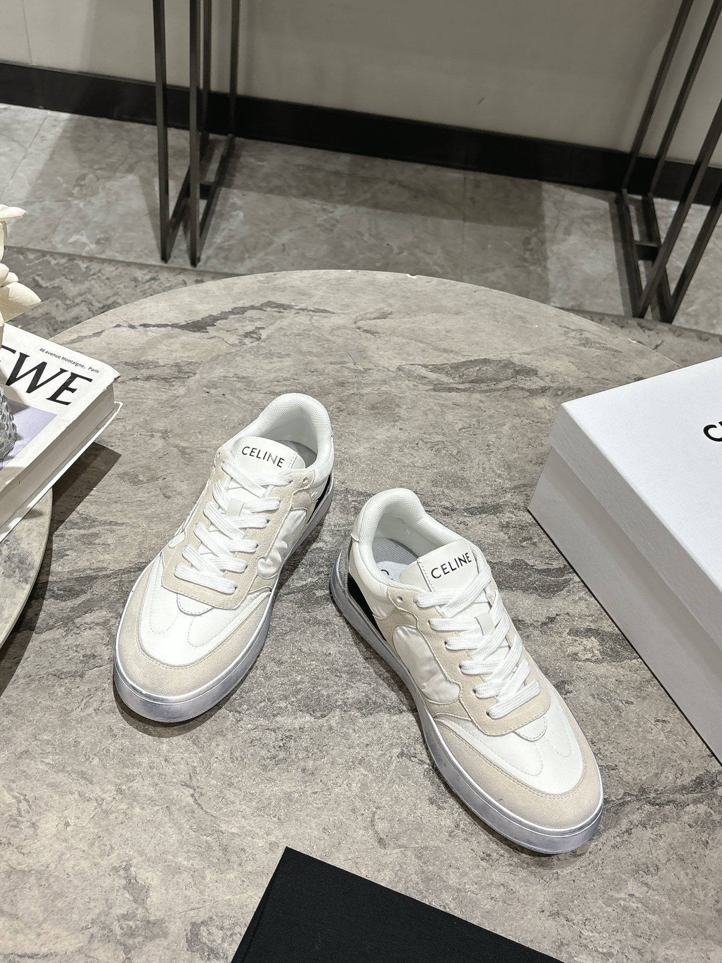 Celine Runner Sneakers, White Leather, Women's Lace-up Fashion Sneakers 5 i1743183607002 2619 0 2