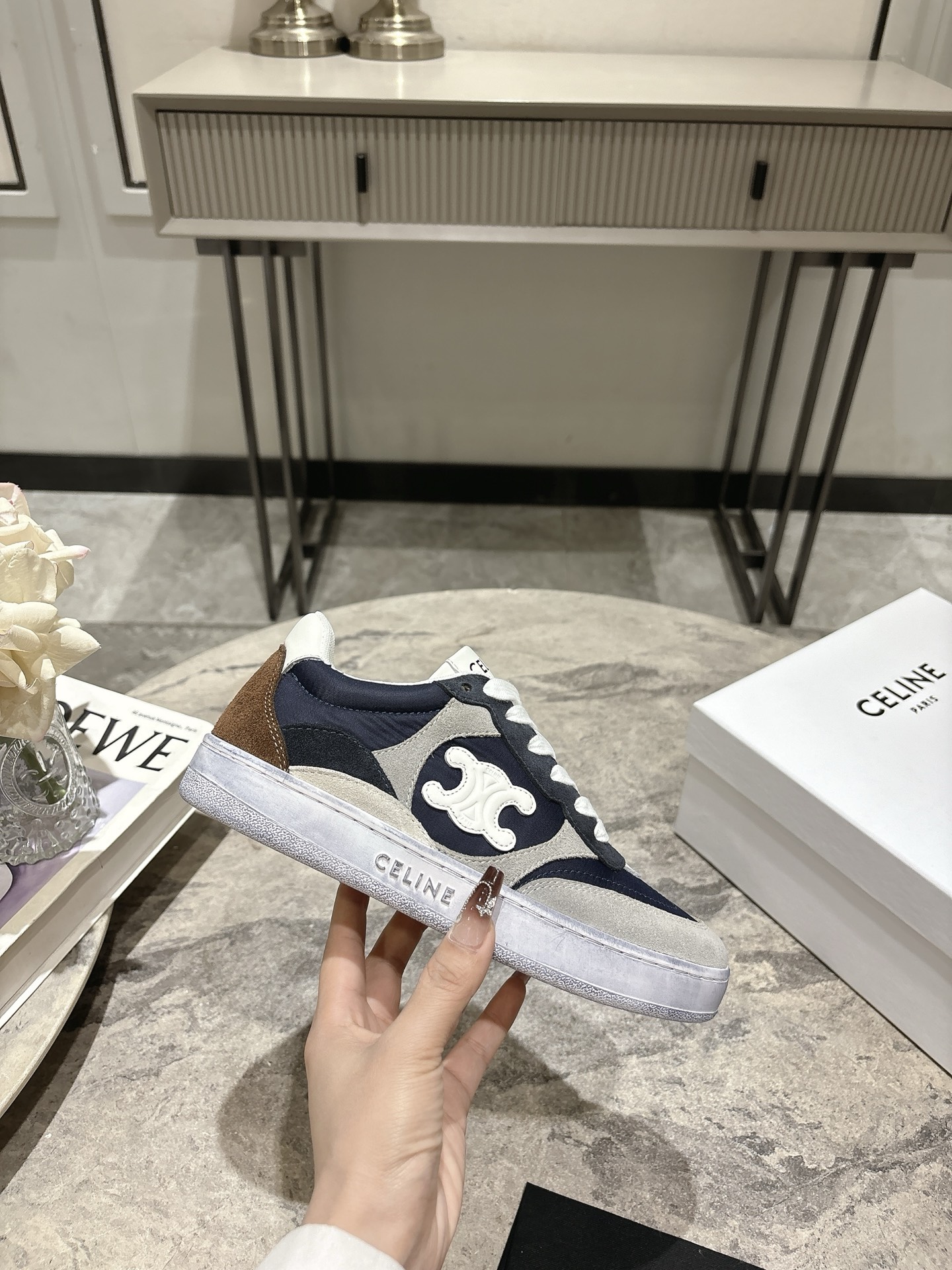 Celine Runner Sneakers With Triomphe Logo in Calfskin and Suede 3 i1743183620085 8425 0 0
