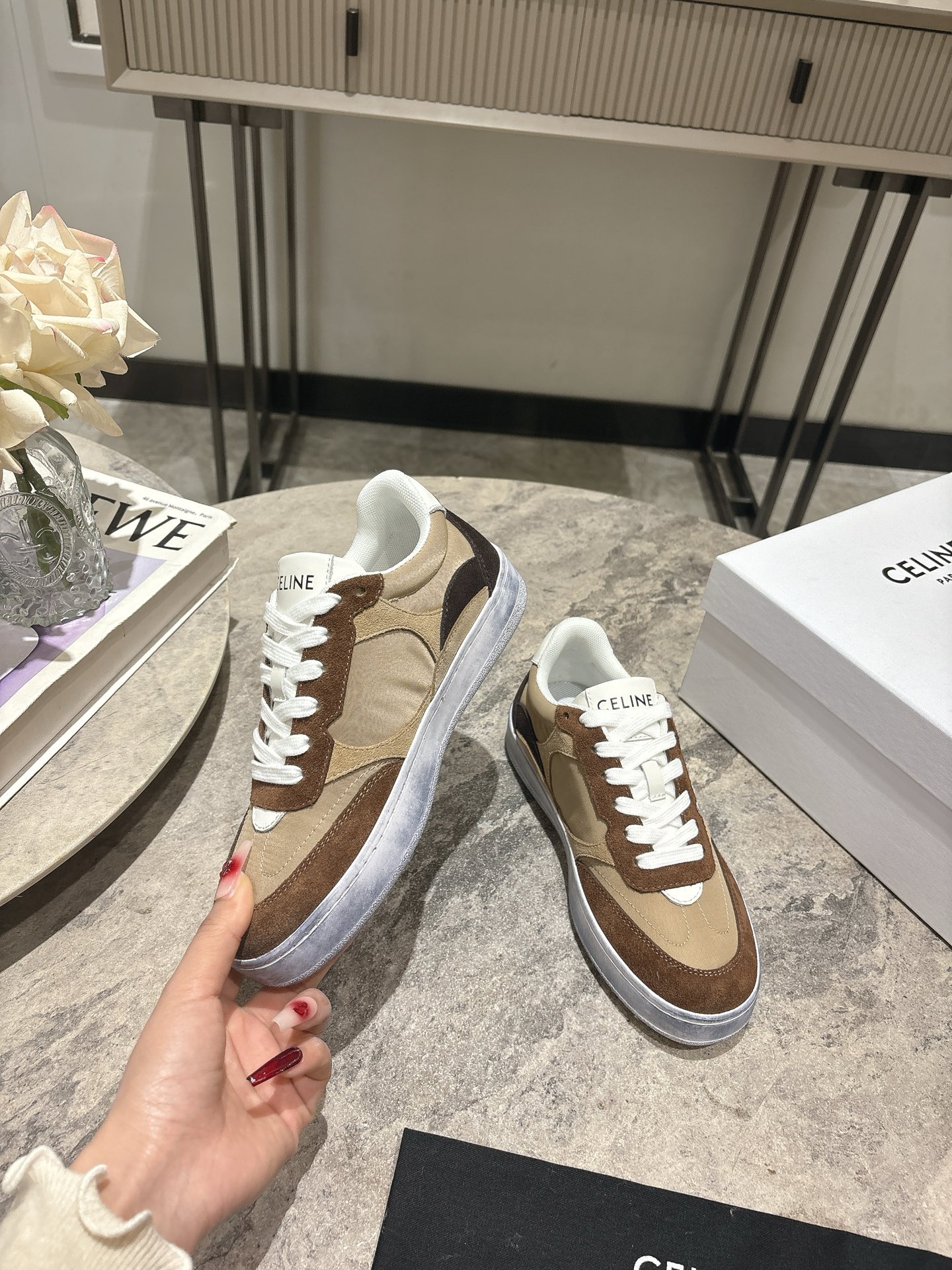 Celine Runner Sneakers with Triomphe Logo in Suede Calfskin 6 i1743228302049 2441 0 4