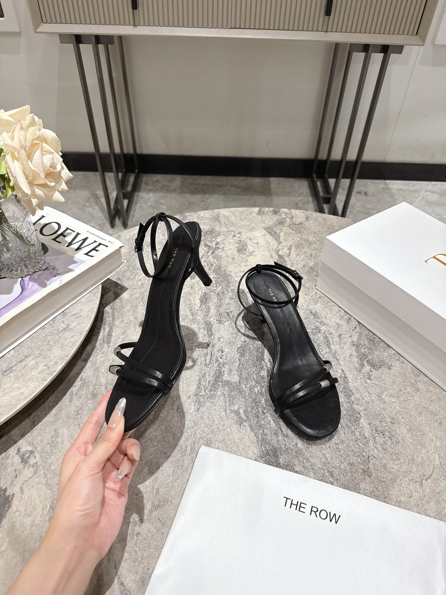 The Row Minimalist Heeled Sandals, Elegant Stiletto Ankle Strap Sandals 1 The Row Minimalist Heeled Sandals, Elegant Stiletto Ankle Strap Sandals