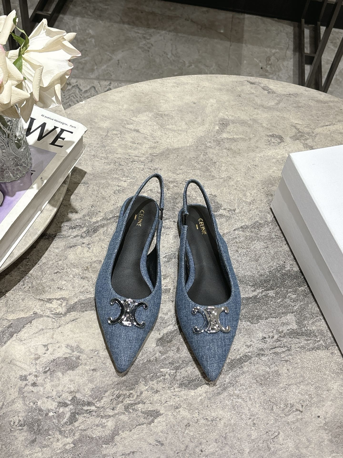 Celine Women's Slingback Heel with Triomphe, Designer Heels 4 i1746638289623 4627 0 1
