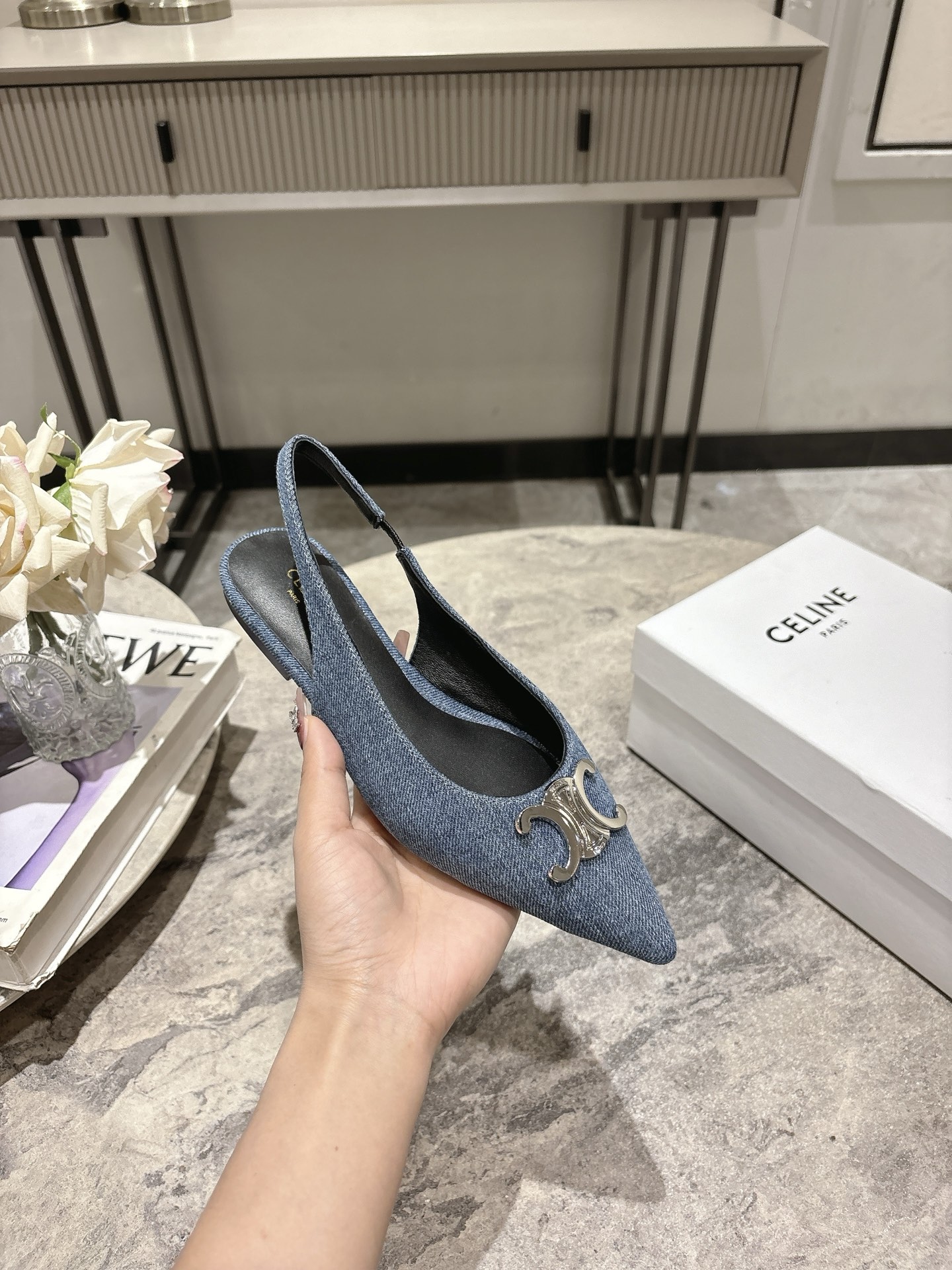 Celine Women's Slingback Heel with Triomphe, Designer Heels 3 i1746638289735 2878 0 0