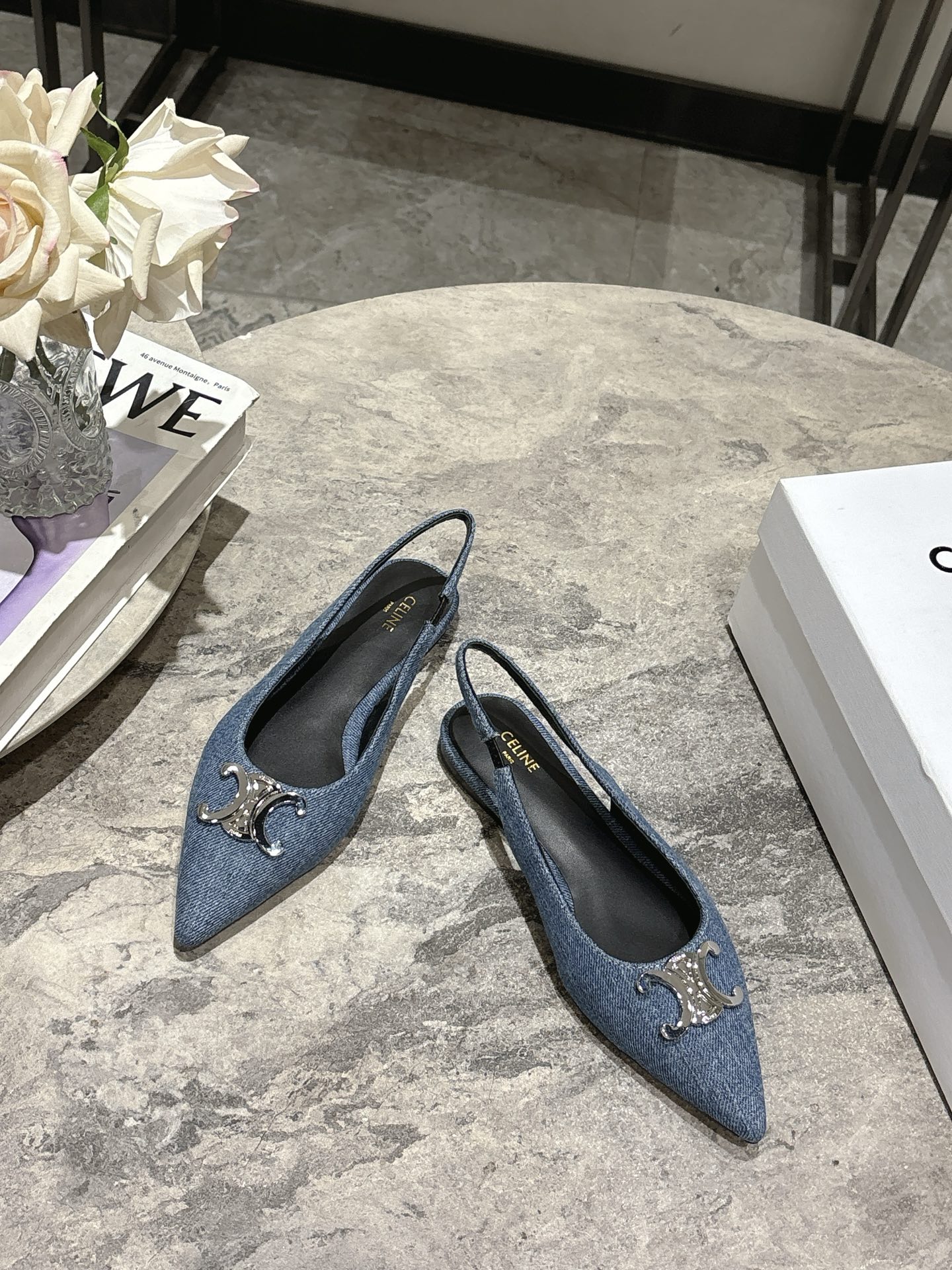 Celine Women's Slingback Heel with Triomphe, Designer Heels 5 i1746638291476 8490 0 2
