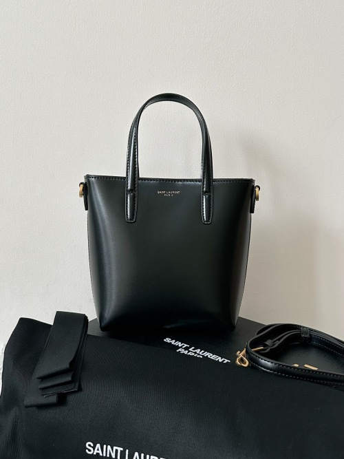 Saint Laurent Mini Tote Bag in Smooth Black Leather with Detachable Strap 19 Saint Laurent Mini Tote Bag in Smooth Black Leather with Detachable Strap