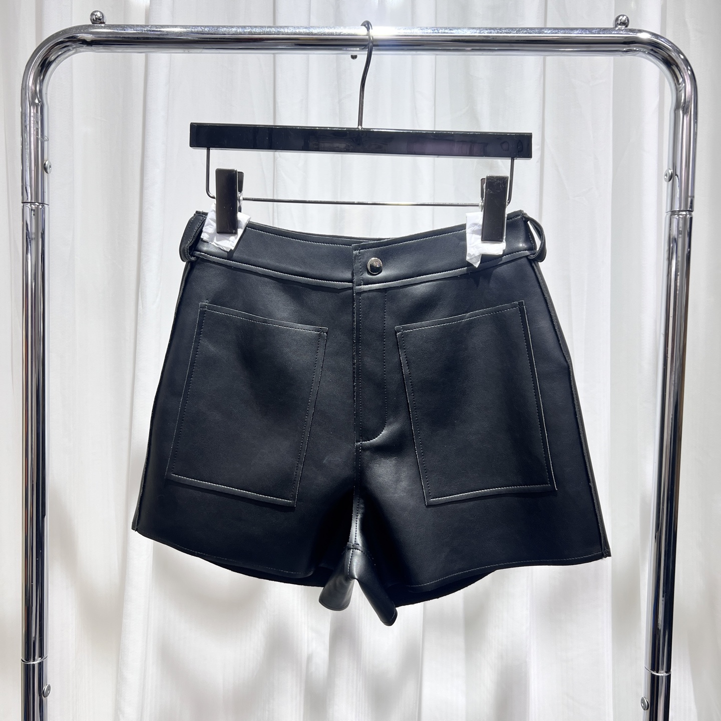 Bottega Veneta Black Leather Shorts
