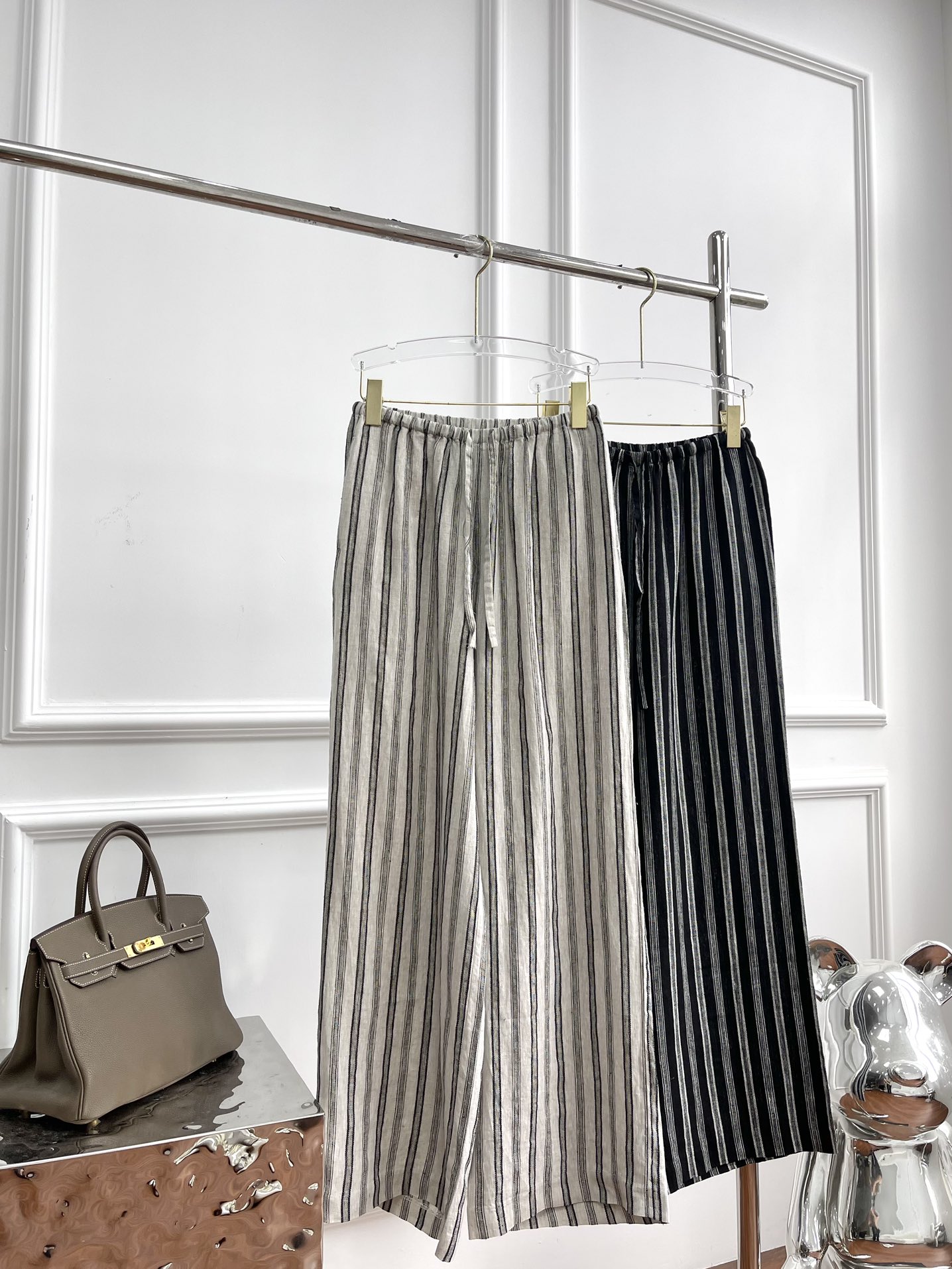 Striped Linen Wide Leg Pants for Women, Casual Loose Fit Trousers with Drawstring 2 i1750409539 3154 4
