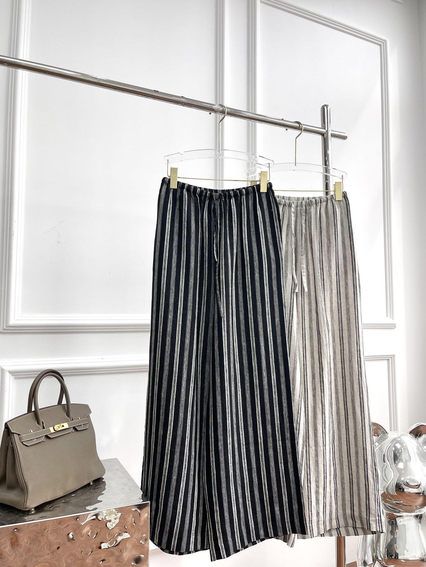 Striped Linen Wide Leg Pants for Women, Casual Loose Fit Trousers with Drawstring 4 i1750409539 6732 2