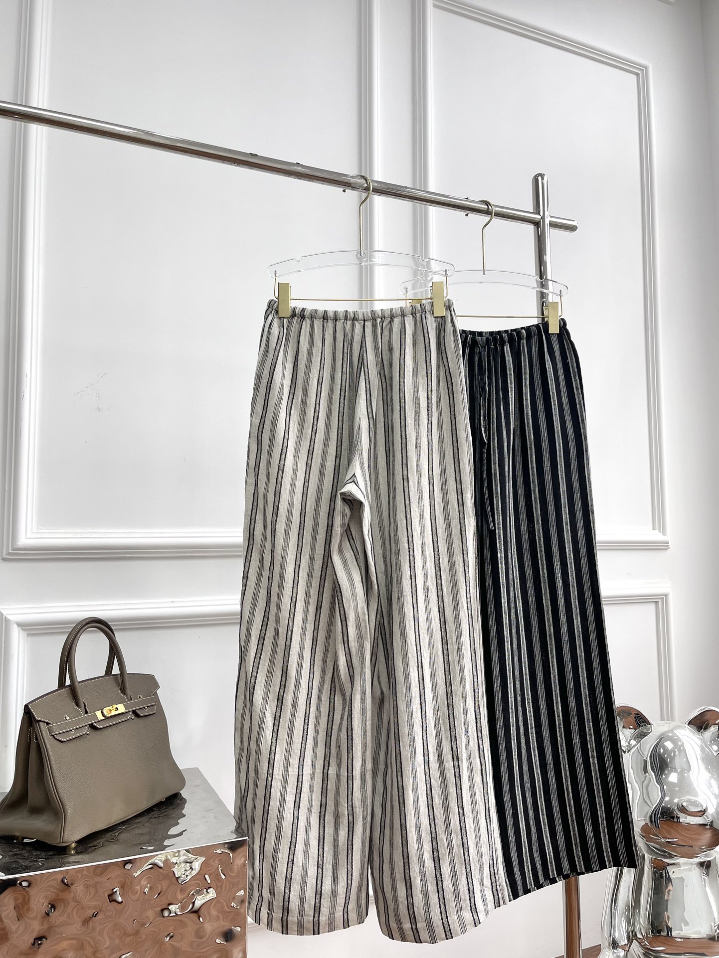 Striped Linen Wide Leg Pants for Women, Casual Loose Fit Trousers with Drawstring 3 i1750409540 2229 5