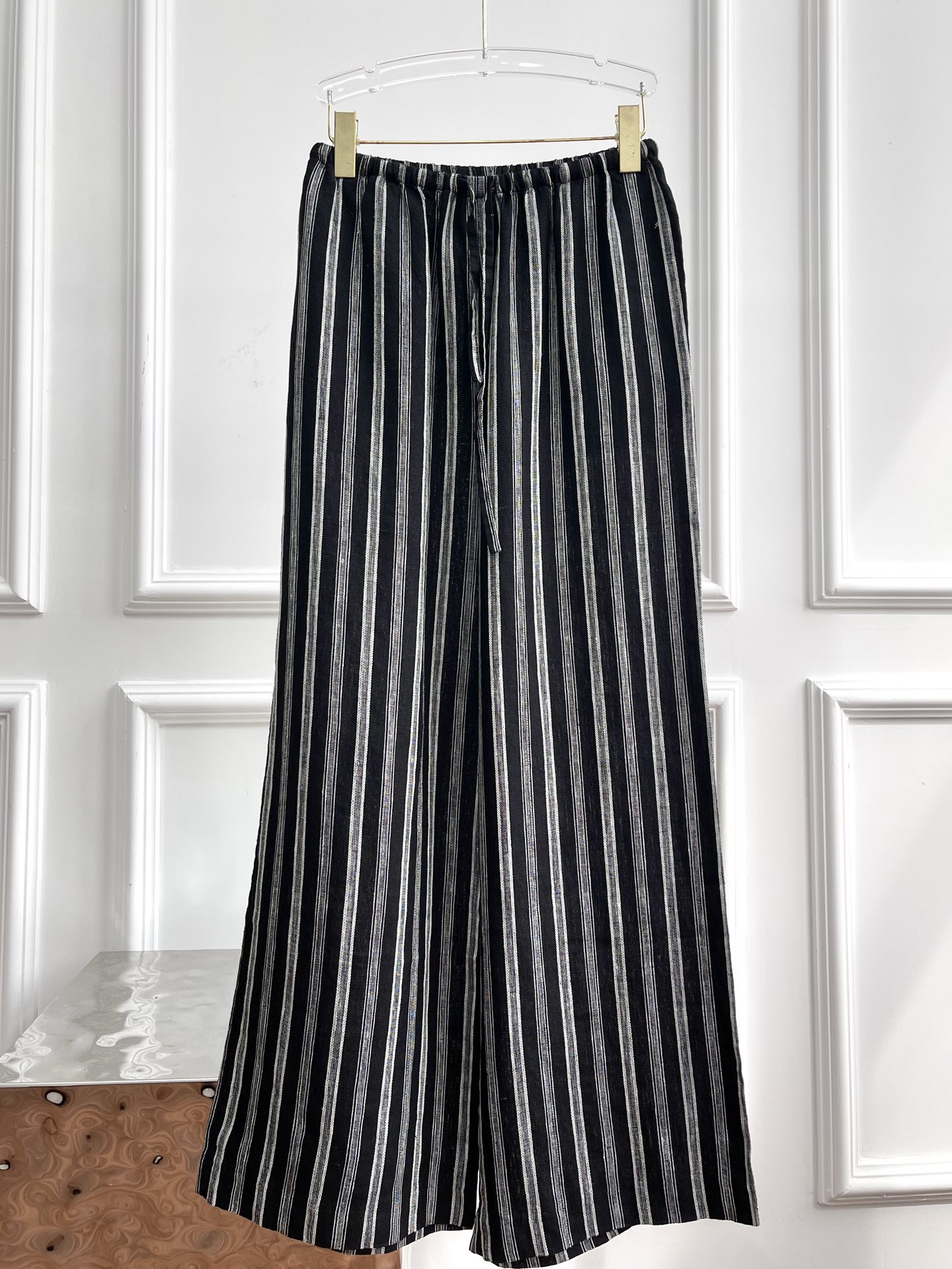 Striped Linen Wide Leg Pants for Women, Casual Loose Fit Trousers with Drawstring 8 i1750409540 2953 7