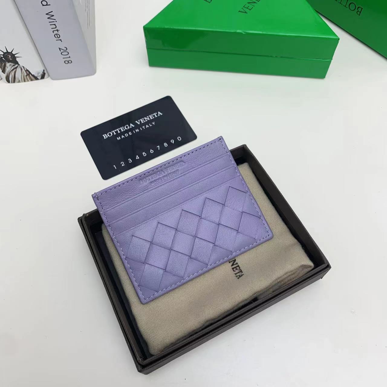 Bottega Veneta BV Intrecciato Wallet Card pack Purple Weave Sheepskin