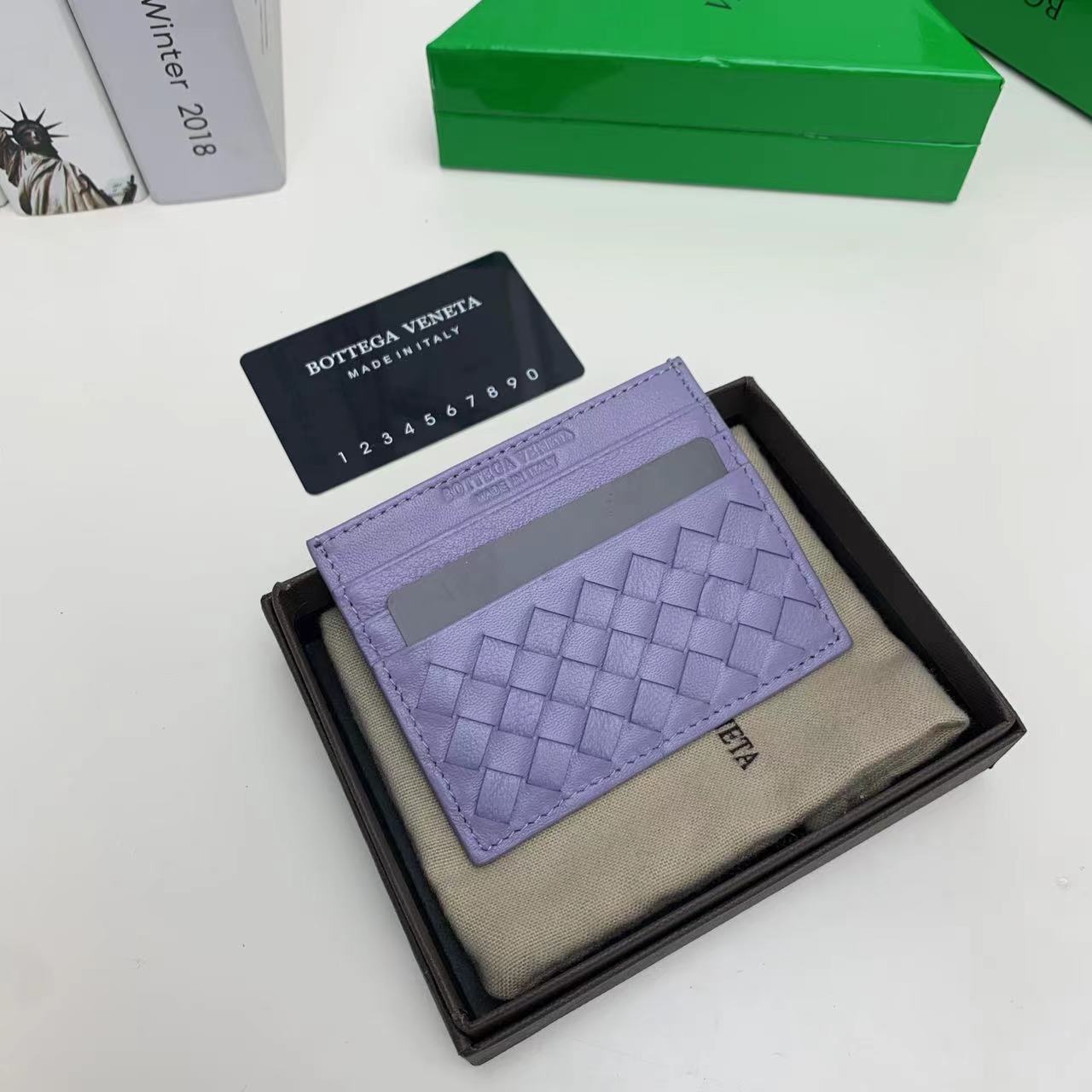 Bottega Veneta BV Intrecciato Wallet Card pack Purple Weave Sheepskin