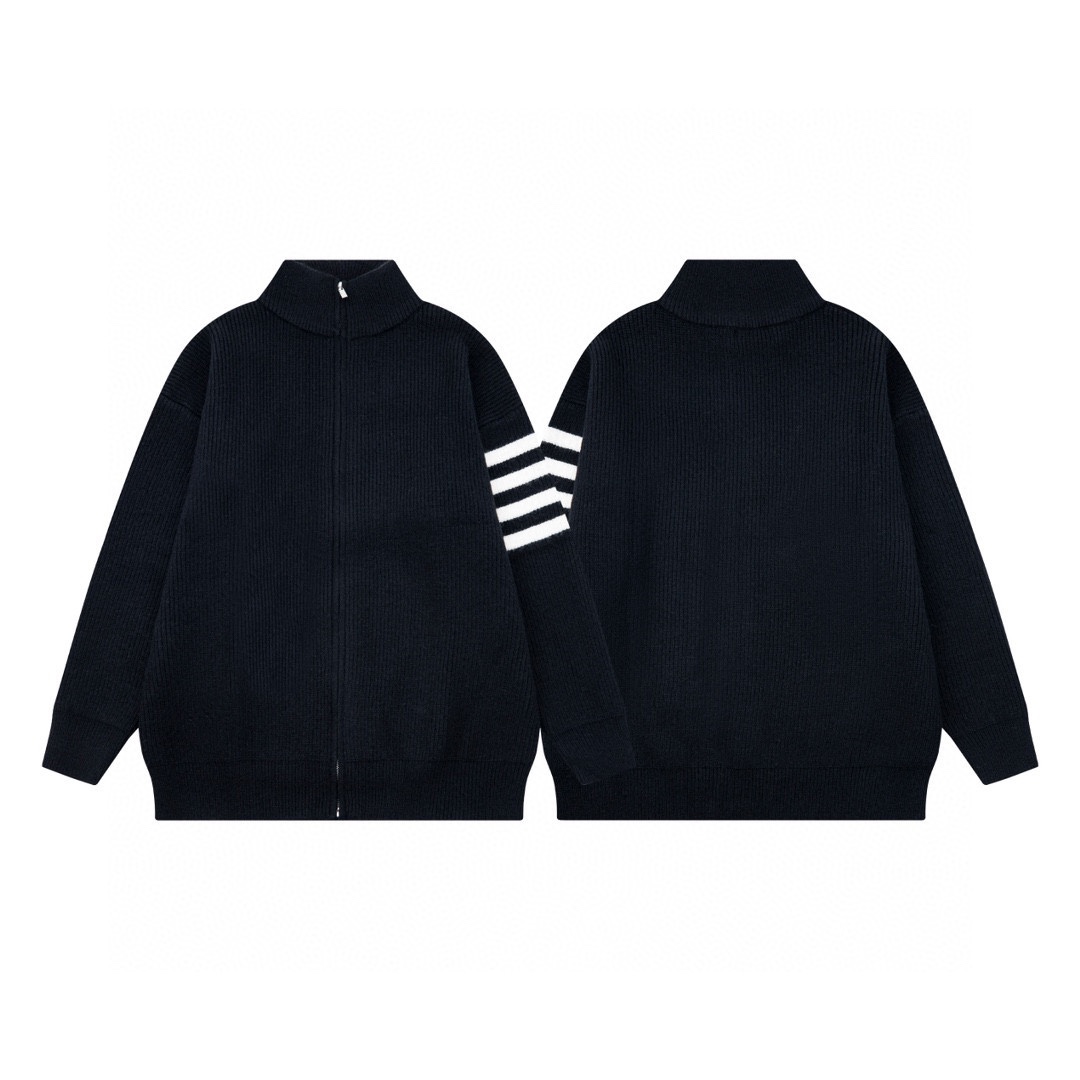 THOM BROWNE chaqueta de punto clásica de cuatro rayas para parejas, hilo seleccionado suave y cómodo, no pica, con un p…