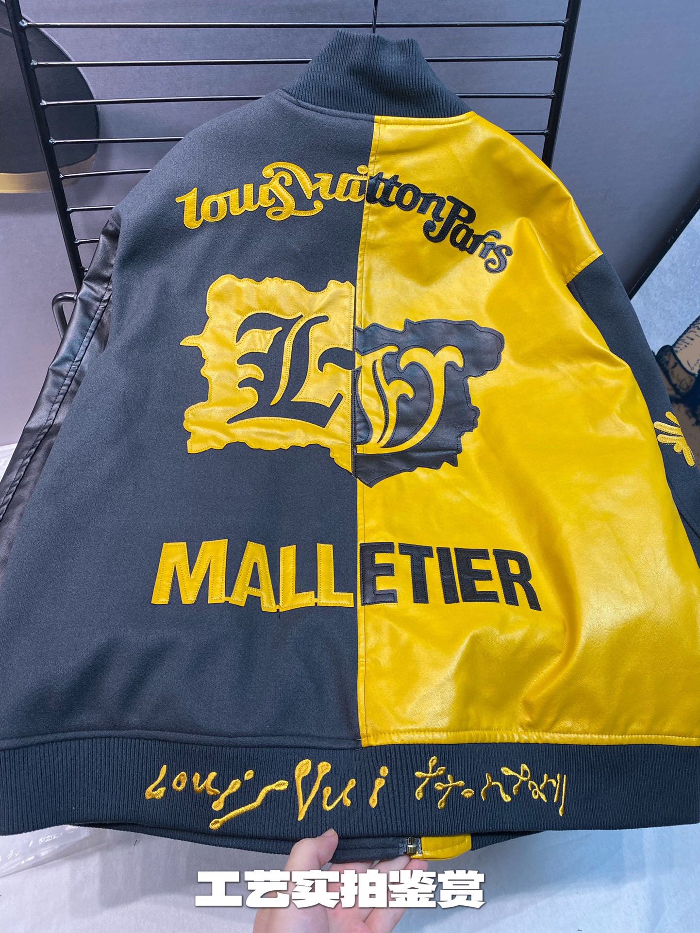 LV Louis Vuitton 23 Collapse Letters: High-level Yellow-Skinned Black Sleeves, Sizes S-XL. - 图片 8