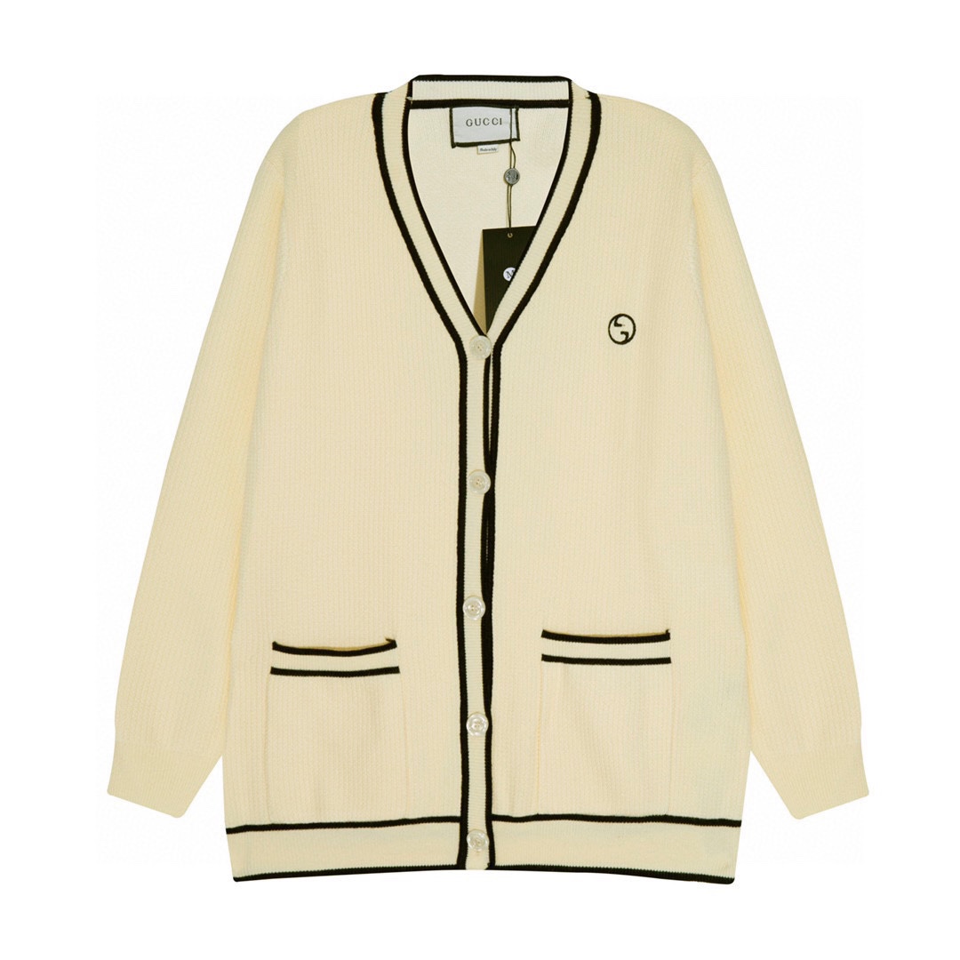 Gucci Vêtements Cardigans Manteaux & Blousons Pull En Tricot Blanc Unisexe Tricot Laine Collection automne – hiver